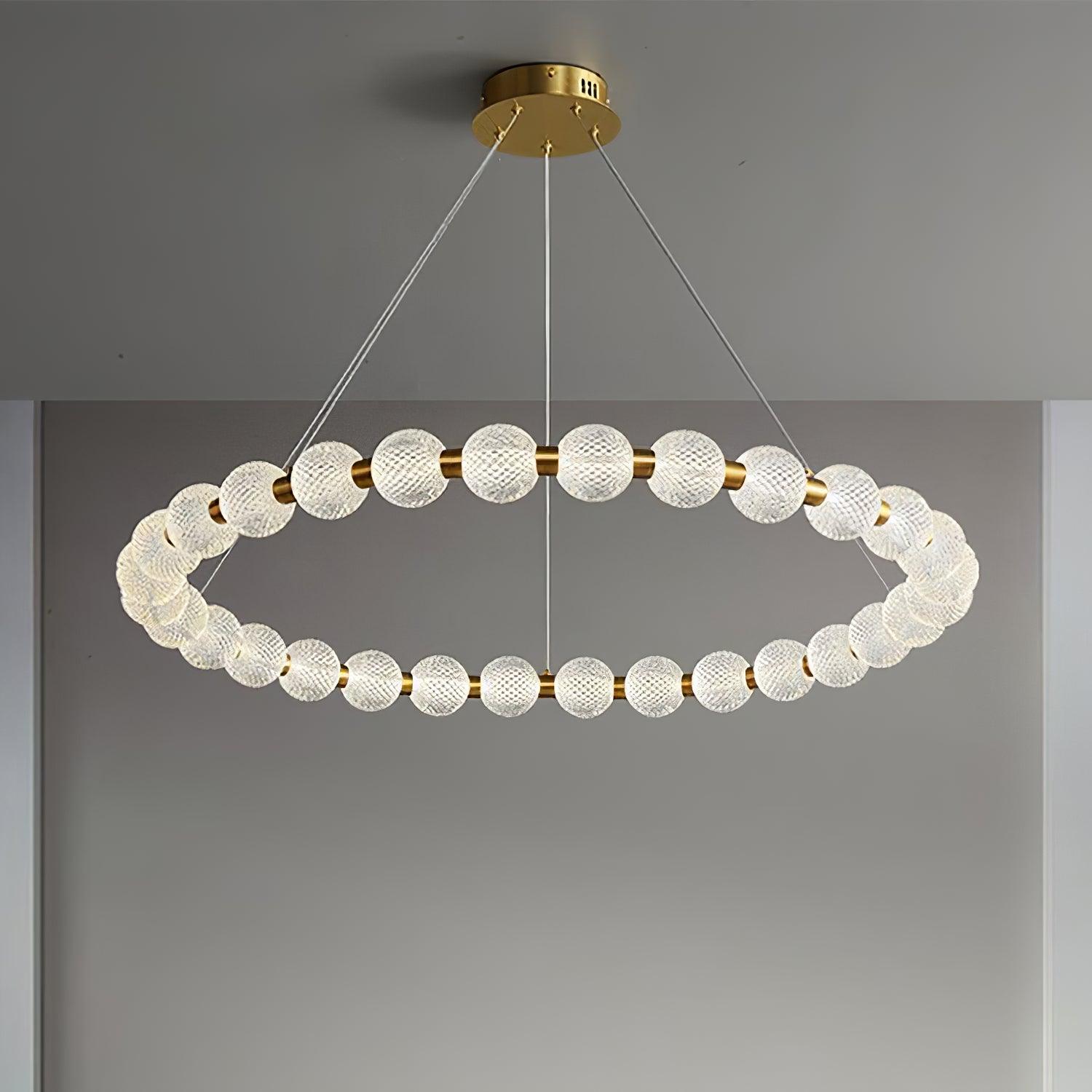 Lustra Chandelier Pearl Gold Ring Elegant - Letslighting