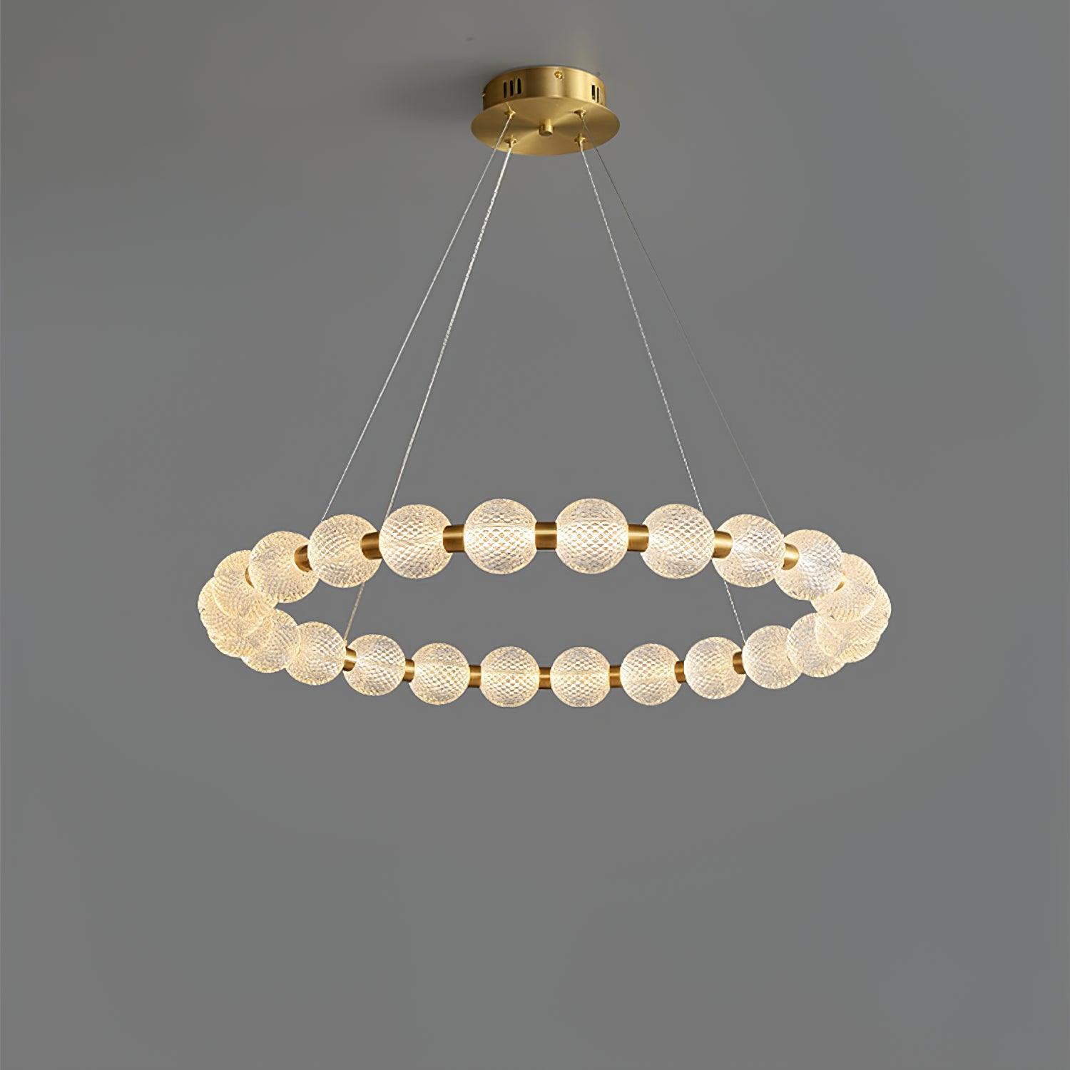 Lustra Chandelier Pearl Gold Ring Elegant - Letslighting