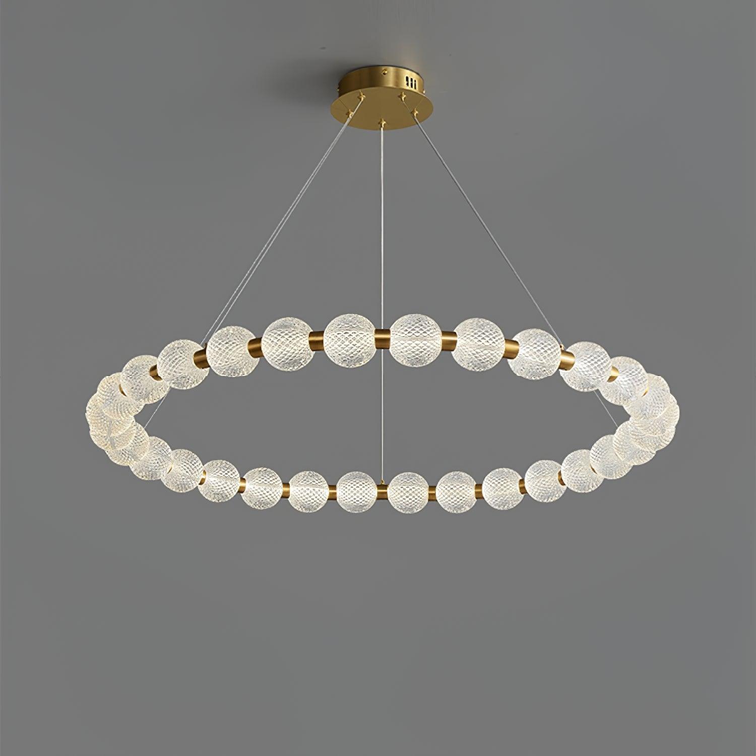 Lustra Chandelier Pearl Gold Ring Elegant - Letslighting