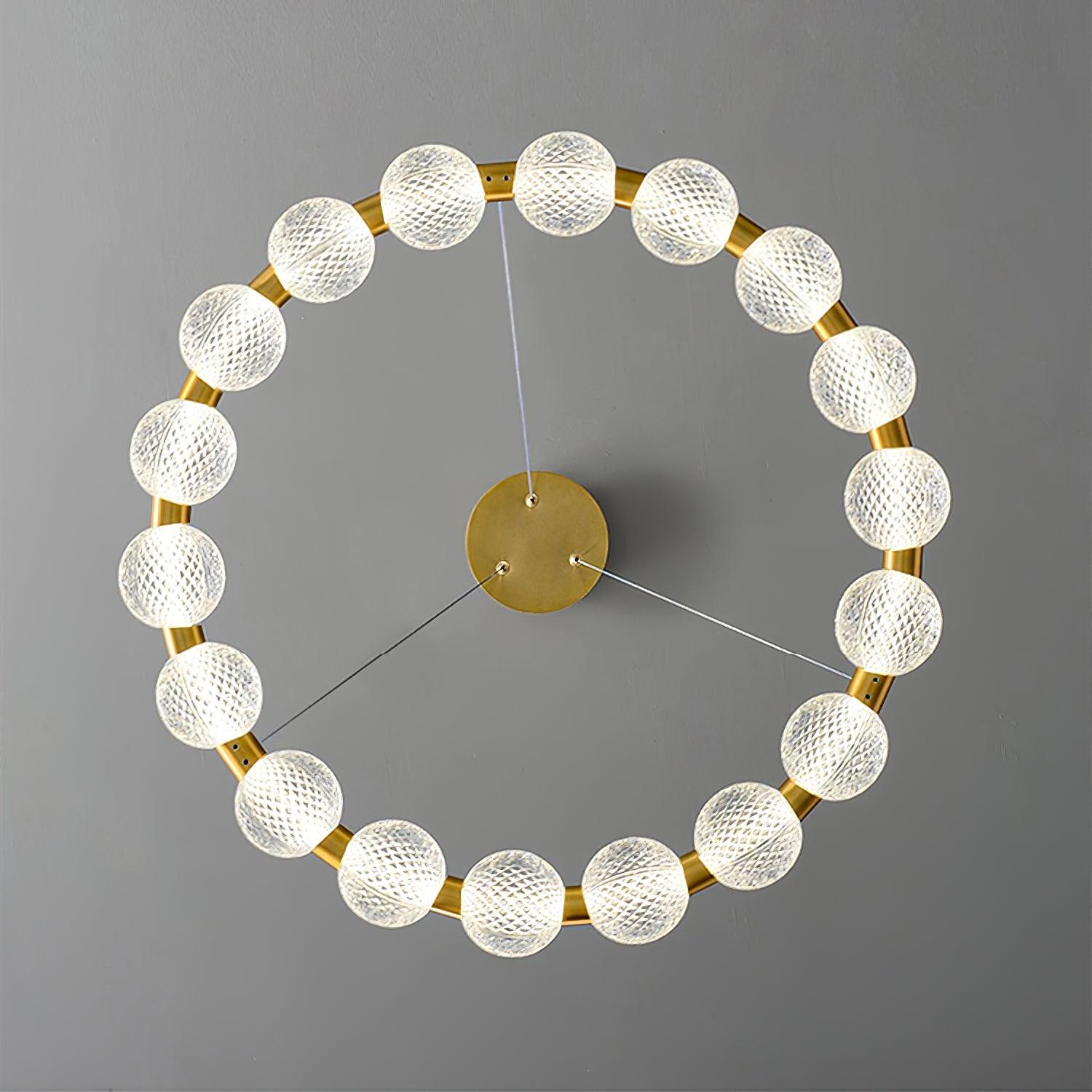 Lustra Chandelier Pearl Gold Ring Elegant - Letslighting