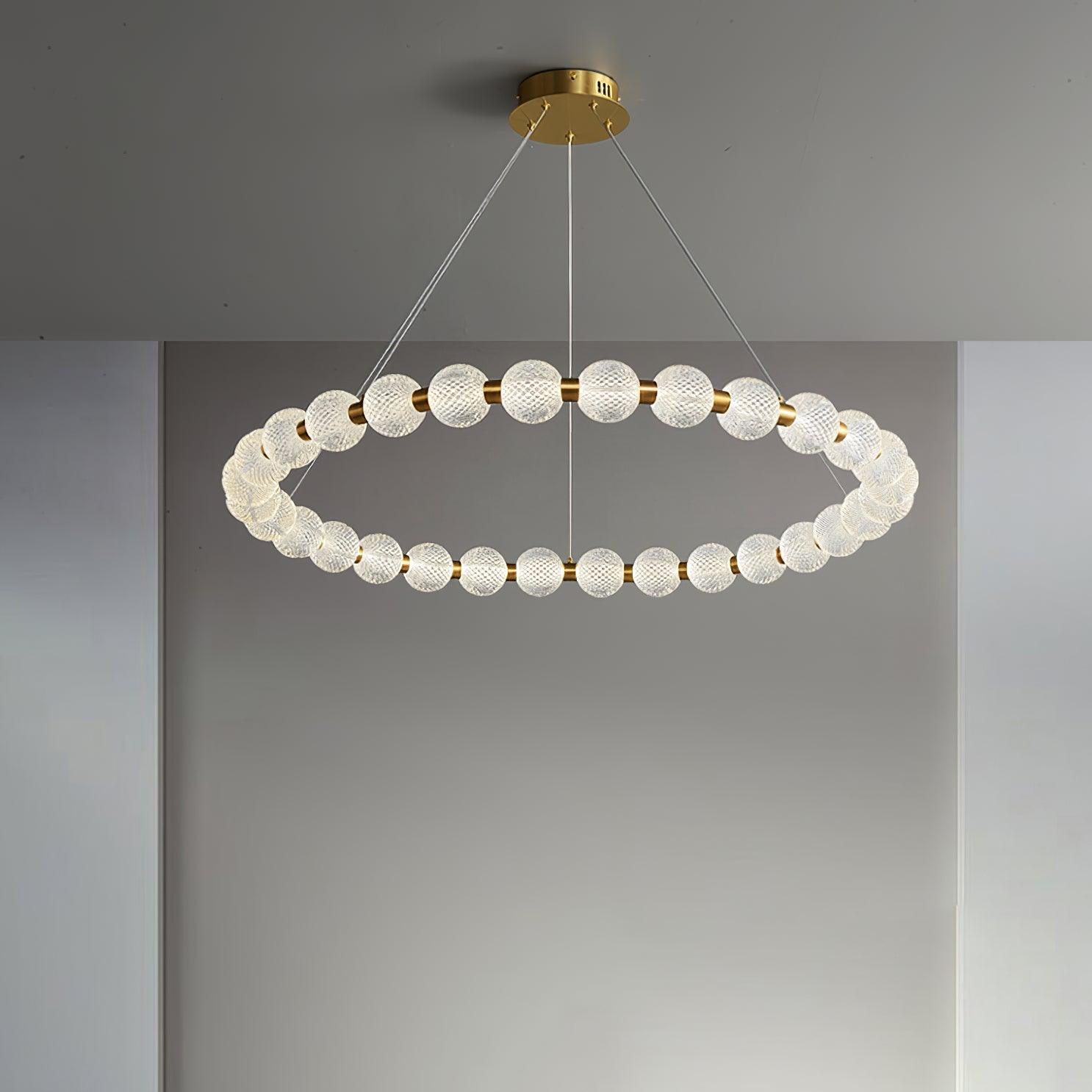 Lustra Chandelier Pearl Gold Ring Elegant - Letslighting