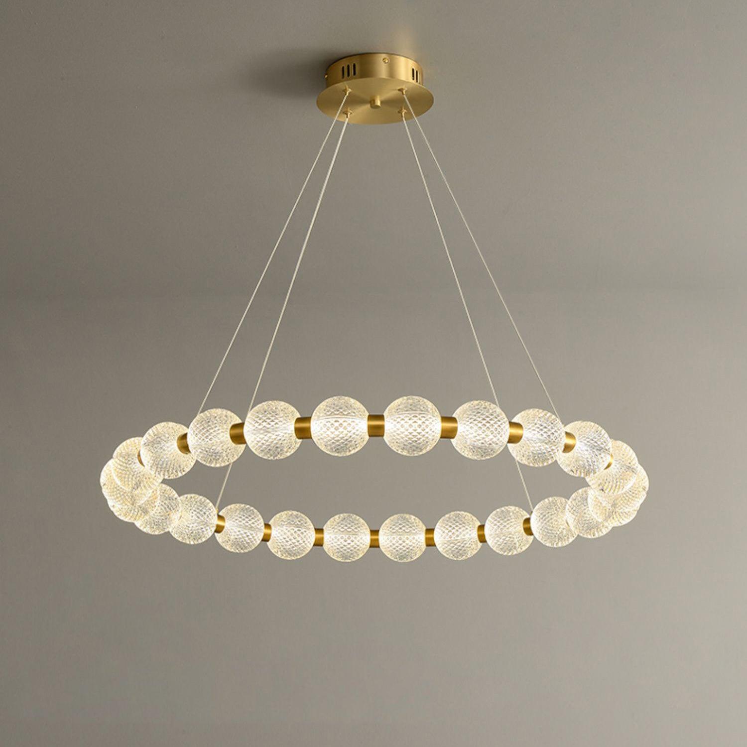Lustra Chandelier Pearl Gold Ring Elegant - Letslighting