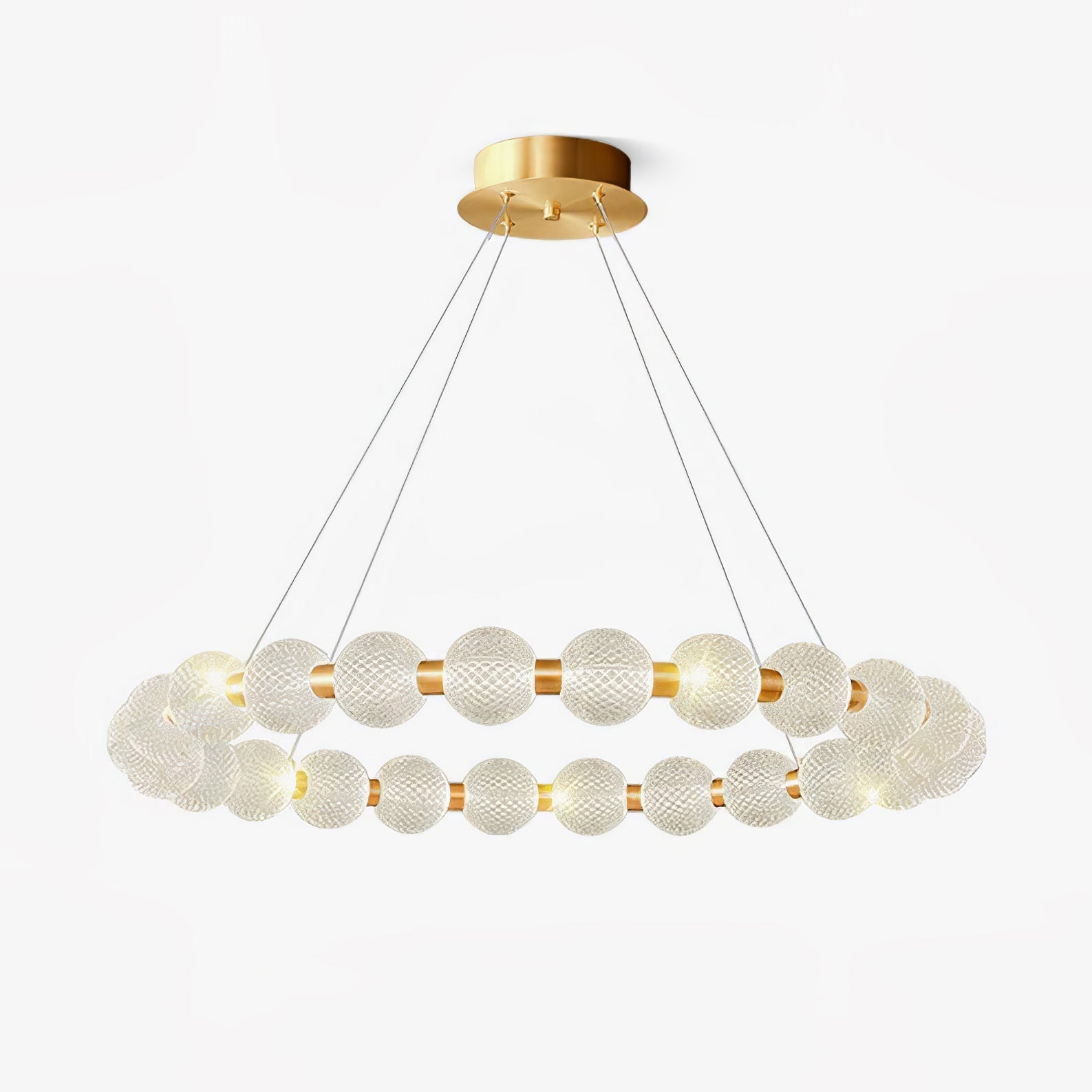 Lustra Chandelier Pearl Gold Ring Elegant - Letslighting