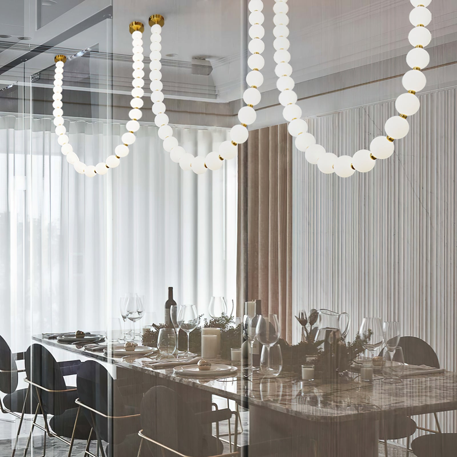 Icarara Modern Minimalist Pearl Necklace Glass Chandelier - Letslighting
