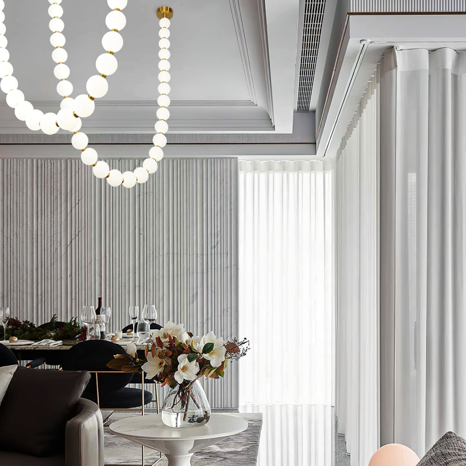 Icarara Modern Minimalist Pearl Necklace Glass Chandelier - Letslighting
