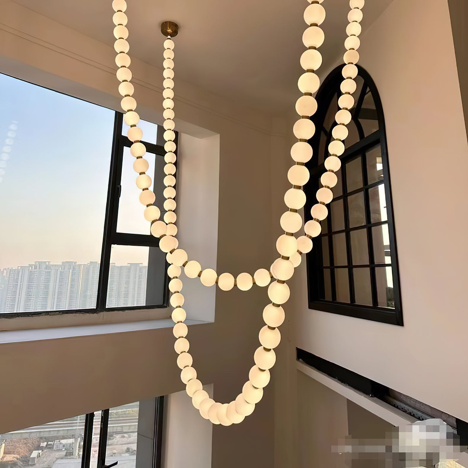 Icarara Modern Minimalist Pearl Necklace Glass Chandelier - Letslighting