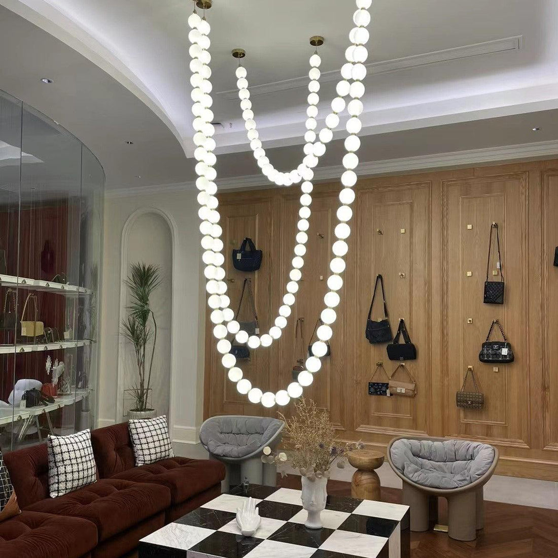 Icarara Modern Minimalist Pearl Necklace Glass Chandelier - Letslighting