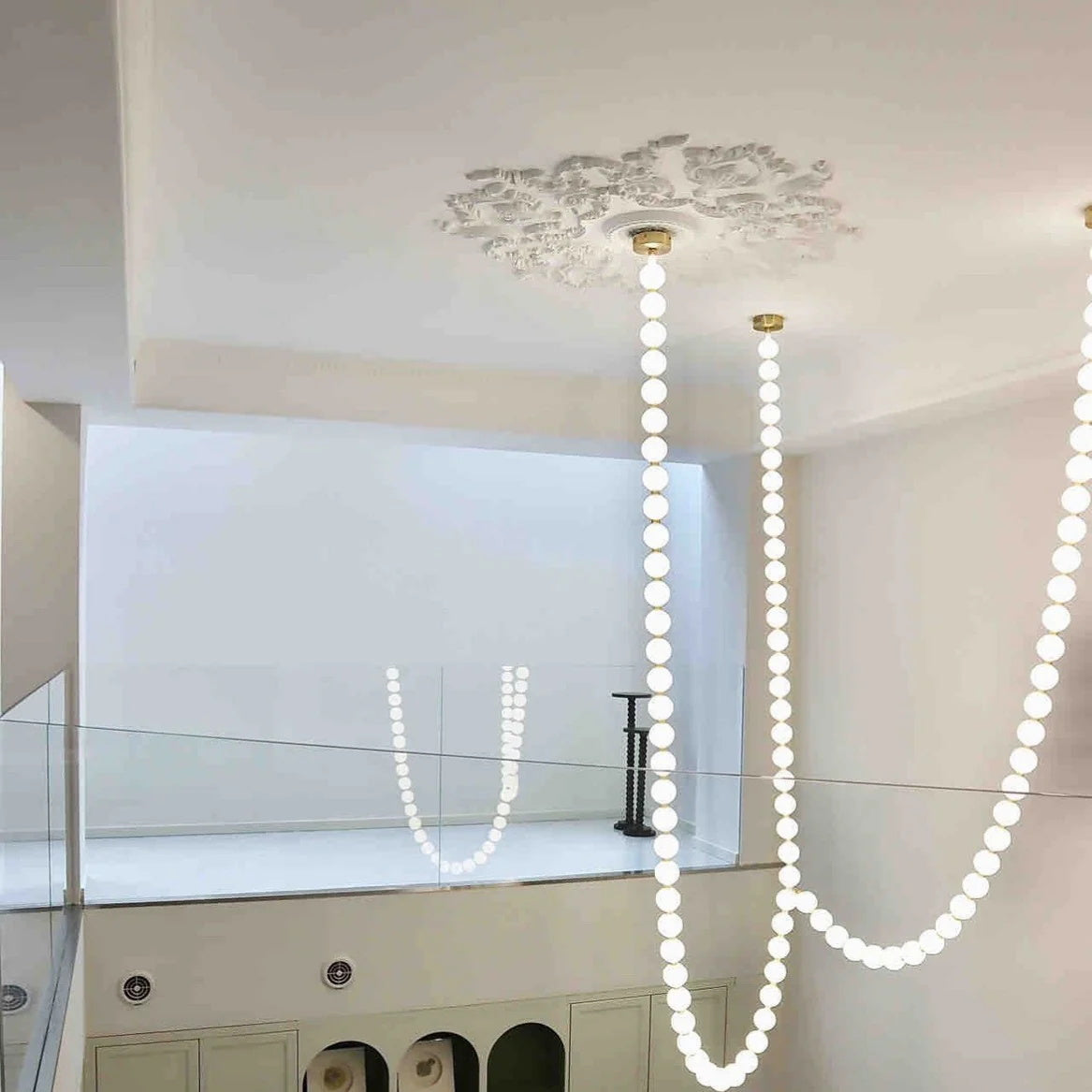 Icarara Modern Minimalist Pearl Necklace Glass Chandelier - Letslighting