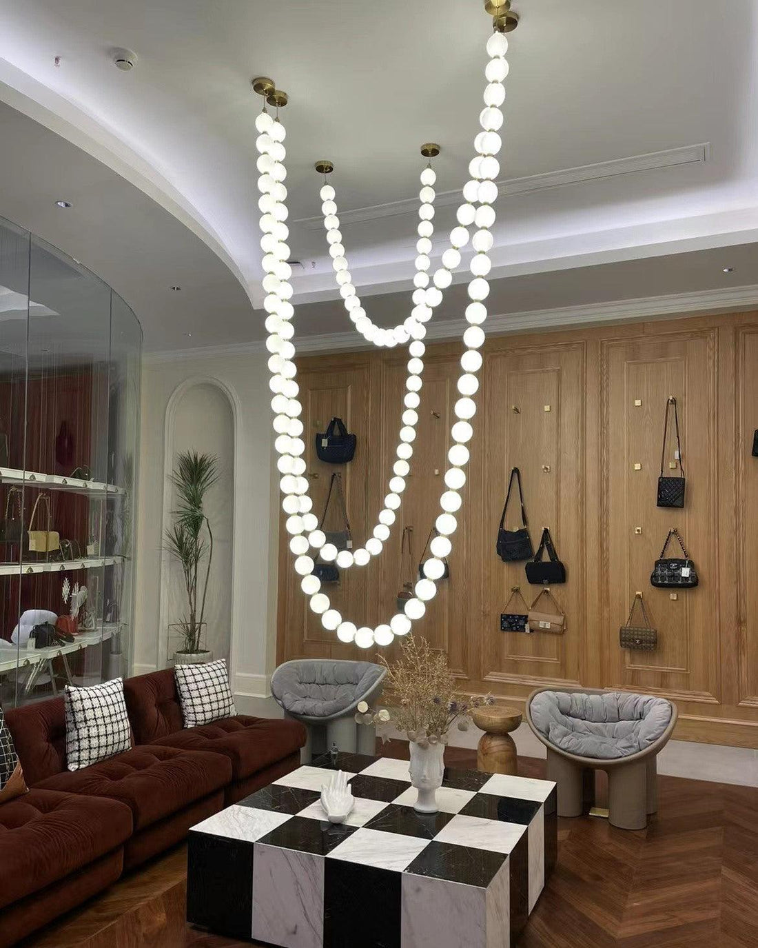 Icarara Modern Minimalist Pearl Necklace Glass Chandelier - Letslighting