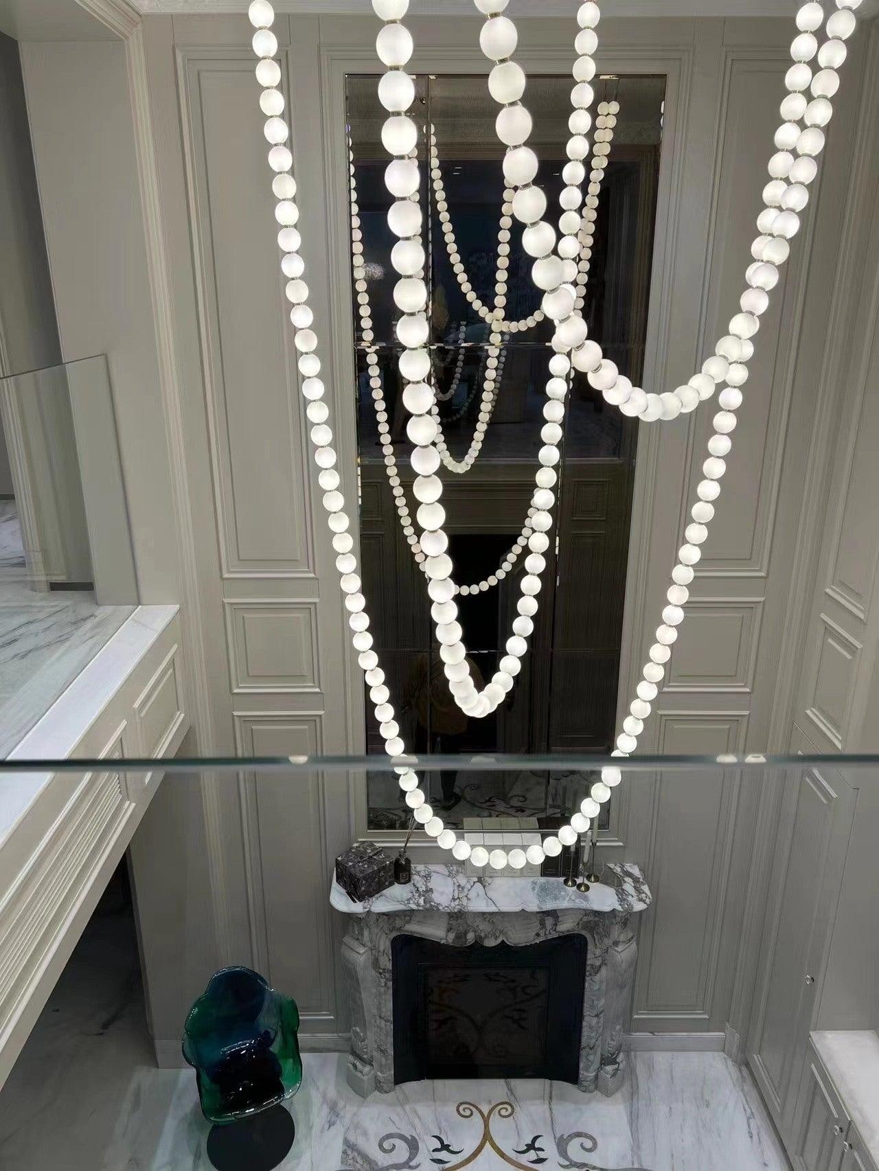 Icarara Modern Minimalist Pearl Necklace Glass Chandelier - Letslighting