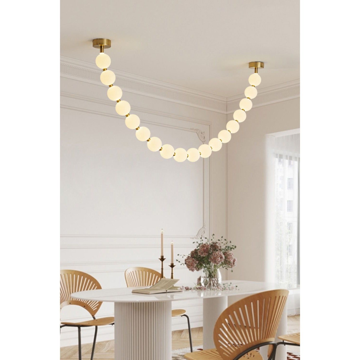 Icarara Modern Minimalist Pearl Necklace Glass Chandelier - Letslighting