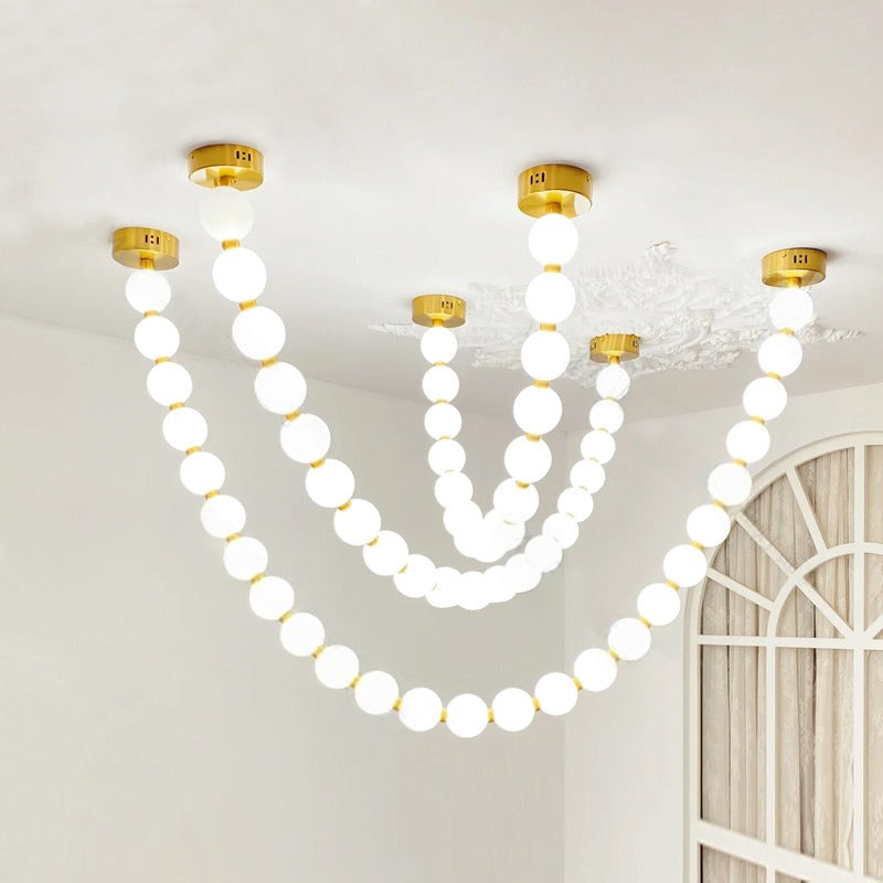 Icarara Modern Minimalist Pearl Necklace Glass Chandelier - Letslighting