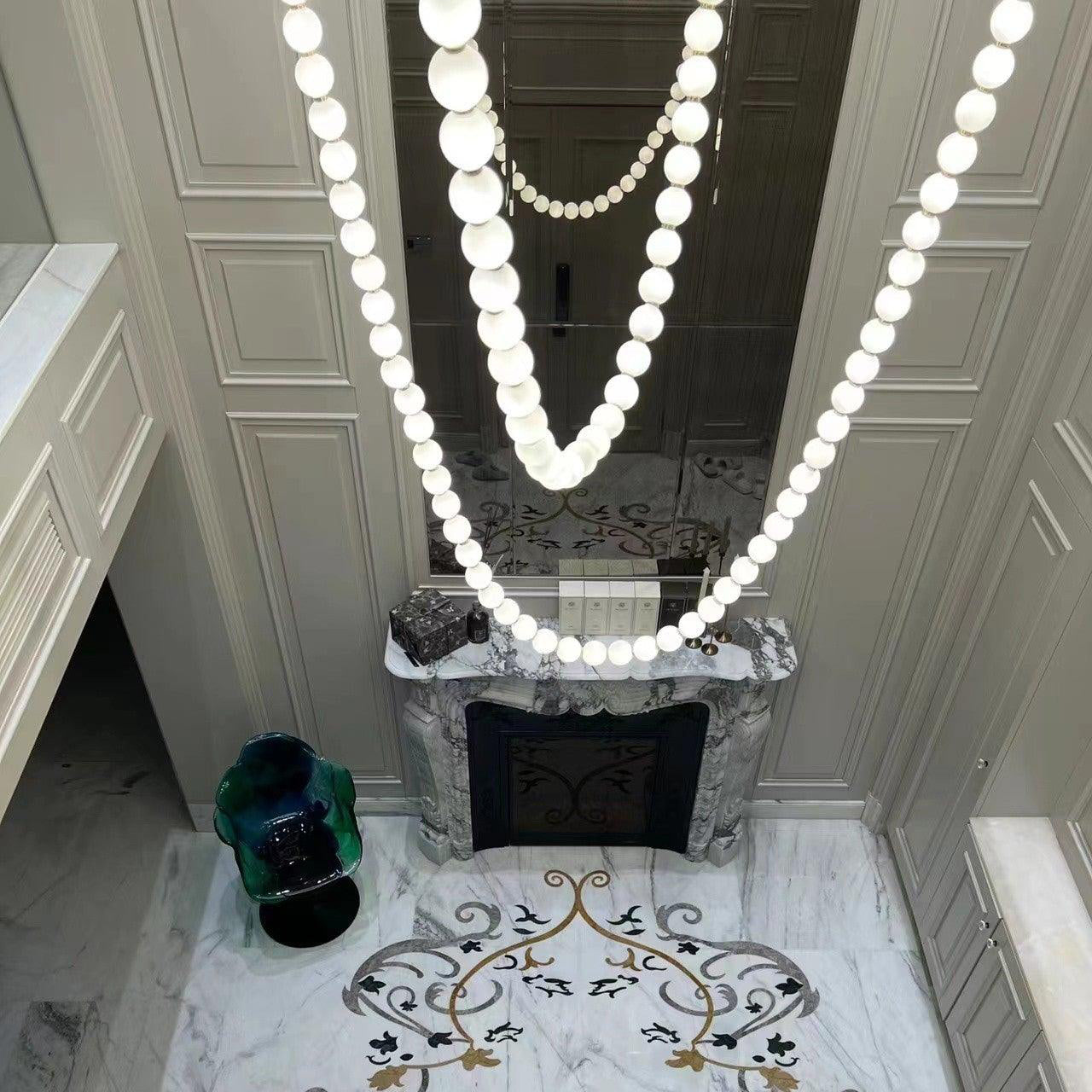 Icarara Modern Minimalist Pearl Necklace Glass Chandelier - Letslighting