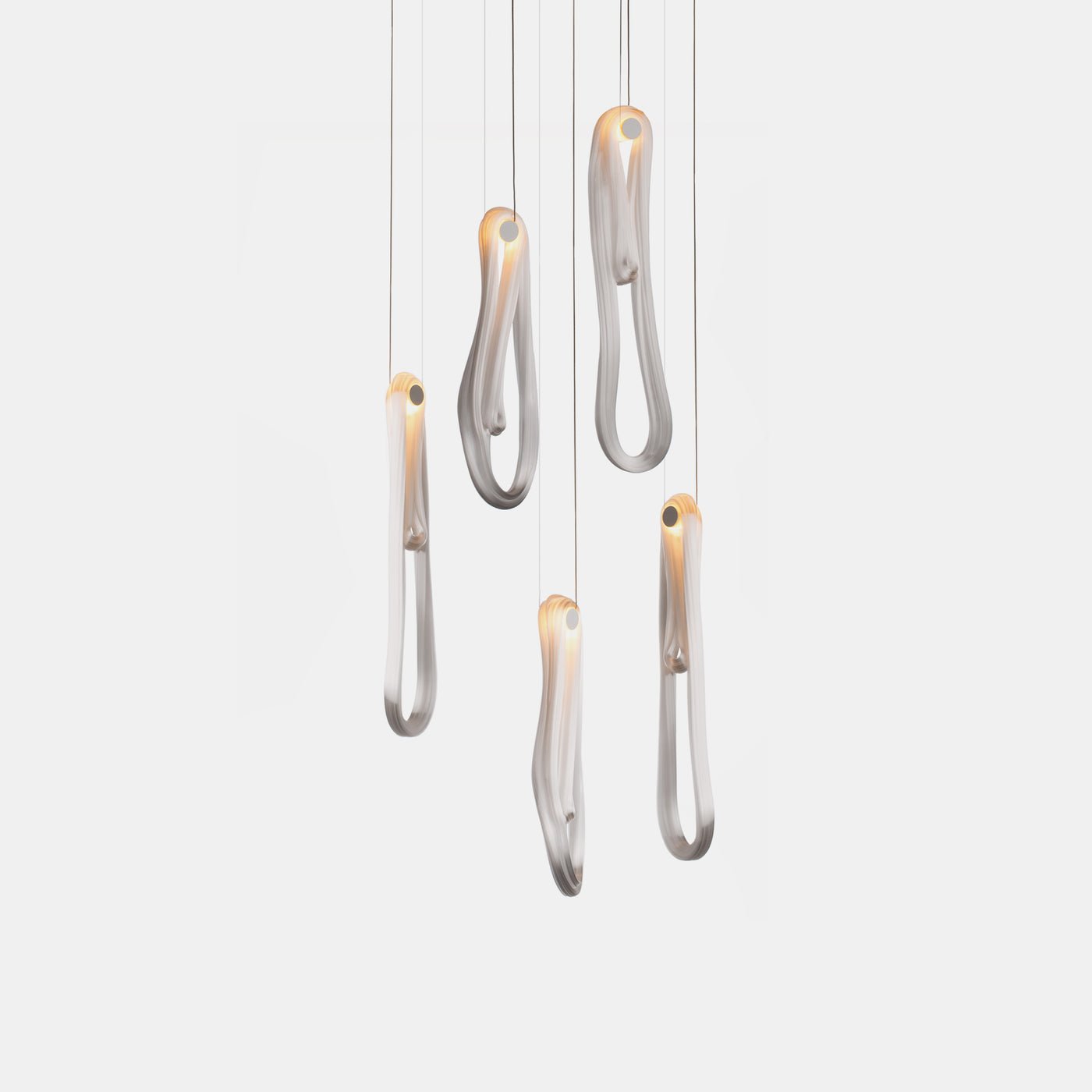 Pearlescent Modern Metal & Glass Chandelier
