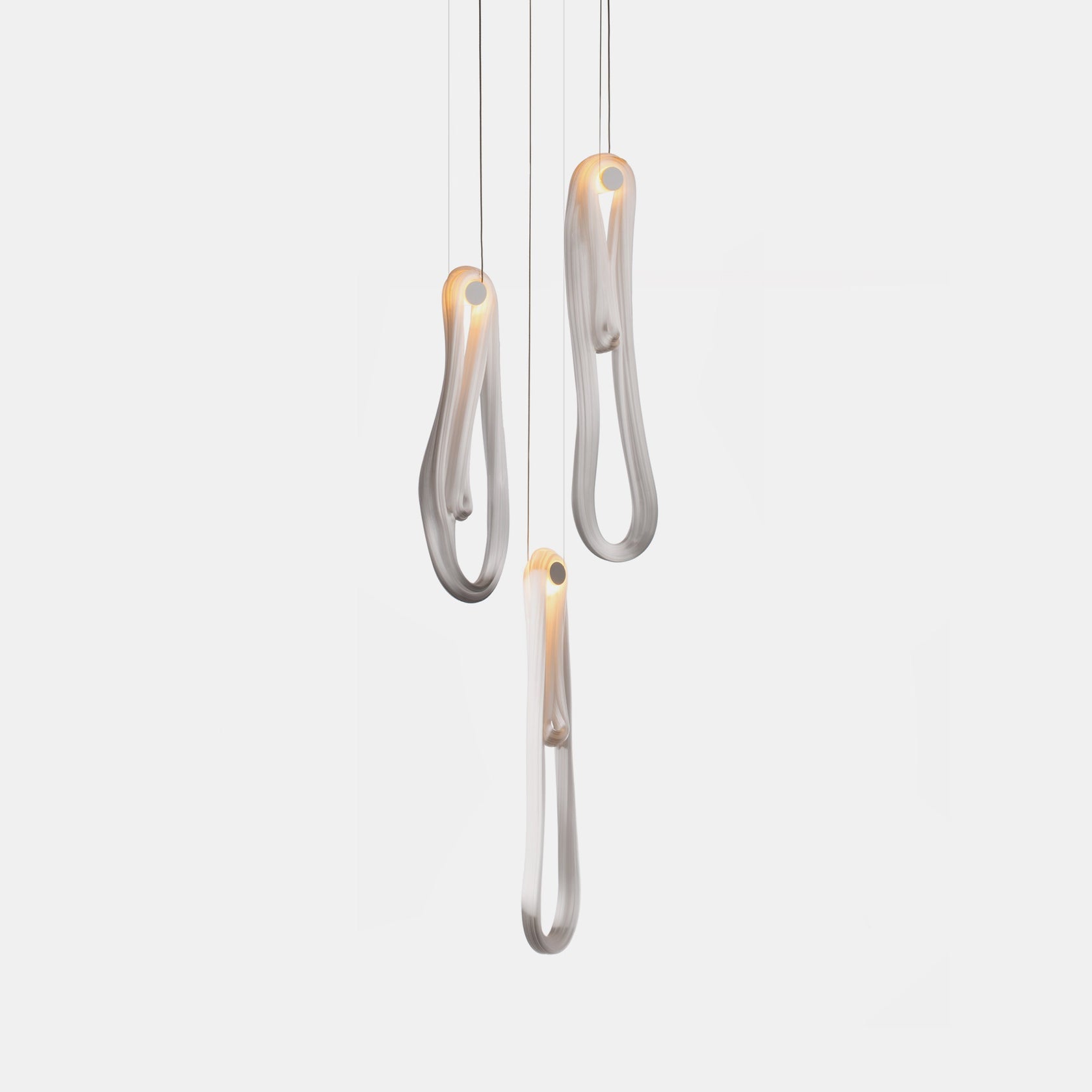 Pearlescent Modern Metal & Glass Chandelier