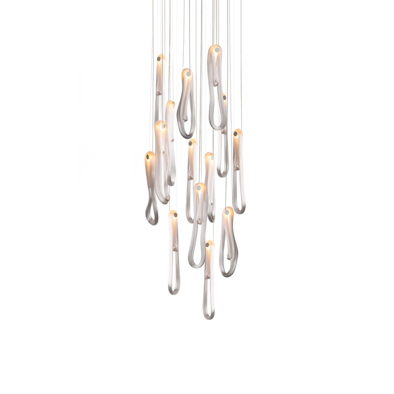 Pearlescent Modern Metal & Glass Chandelier