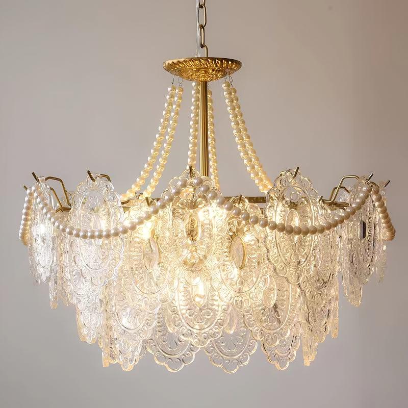 Lustra Chandelier Pearls Glass Luxury - Letslighting