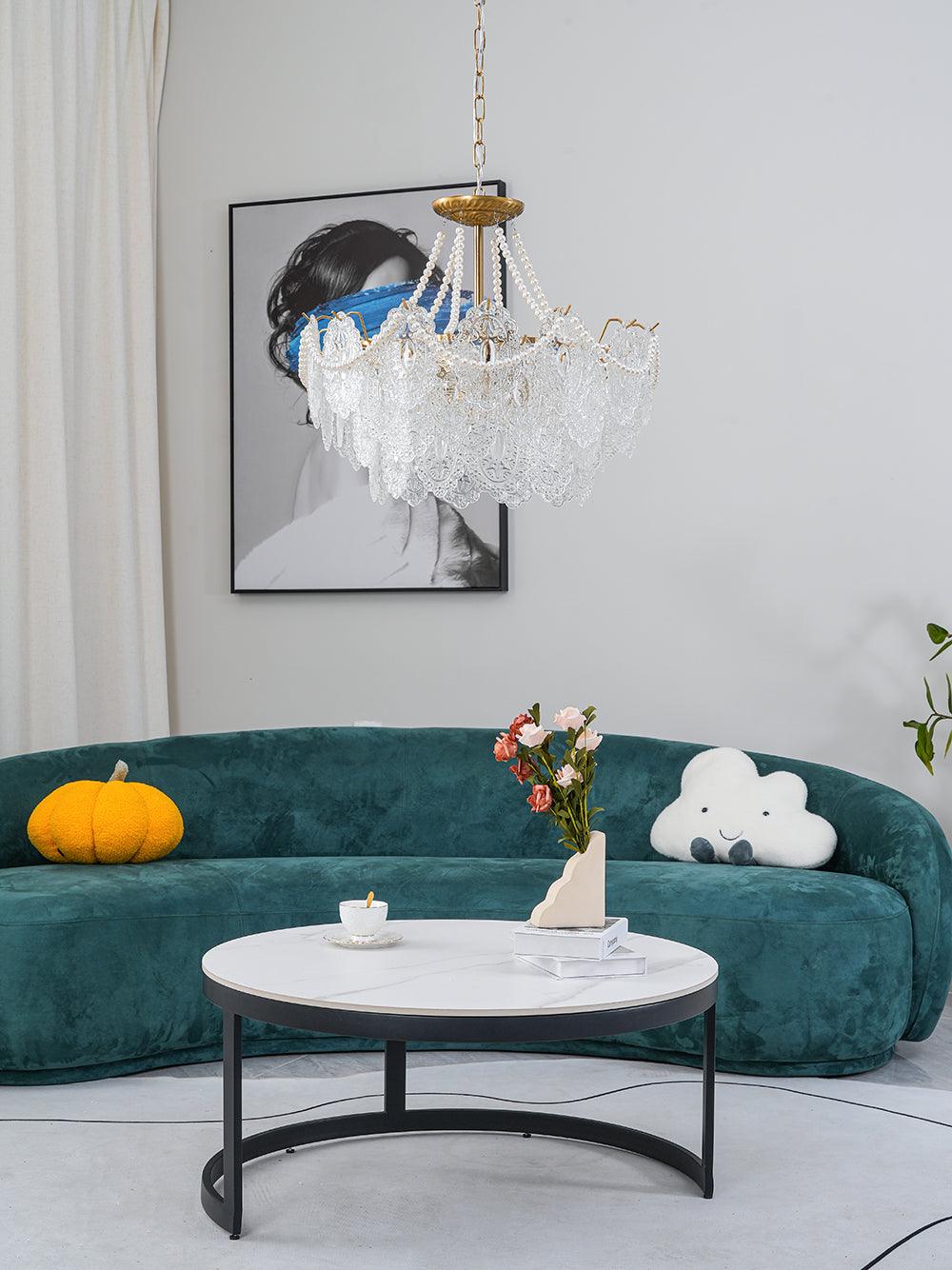 Lustra Chandelier Pearls Glass Luxury - Letslighting