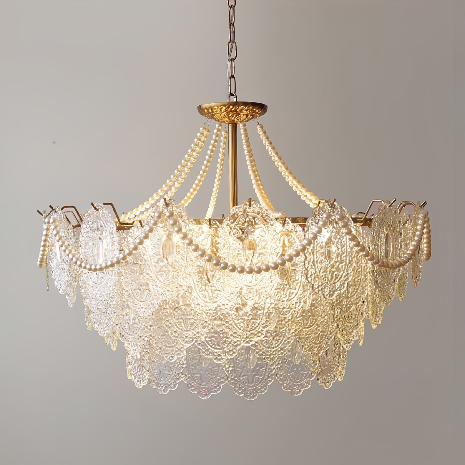 Lustra Chandelier Pearls Glass Luxury - Letslighting