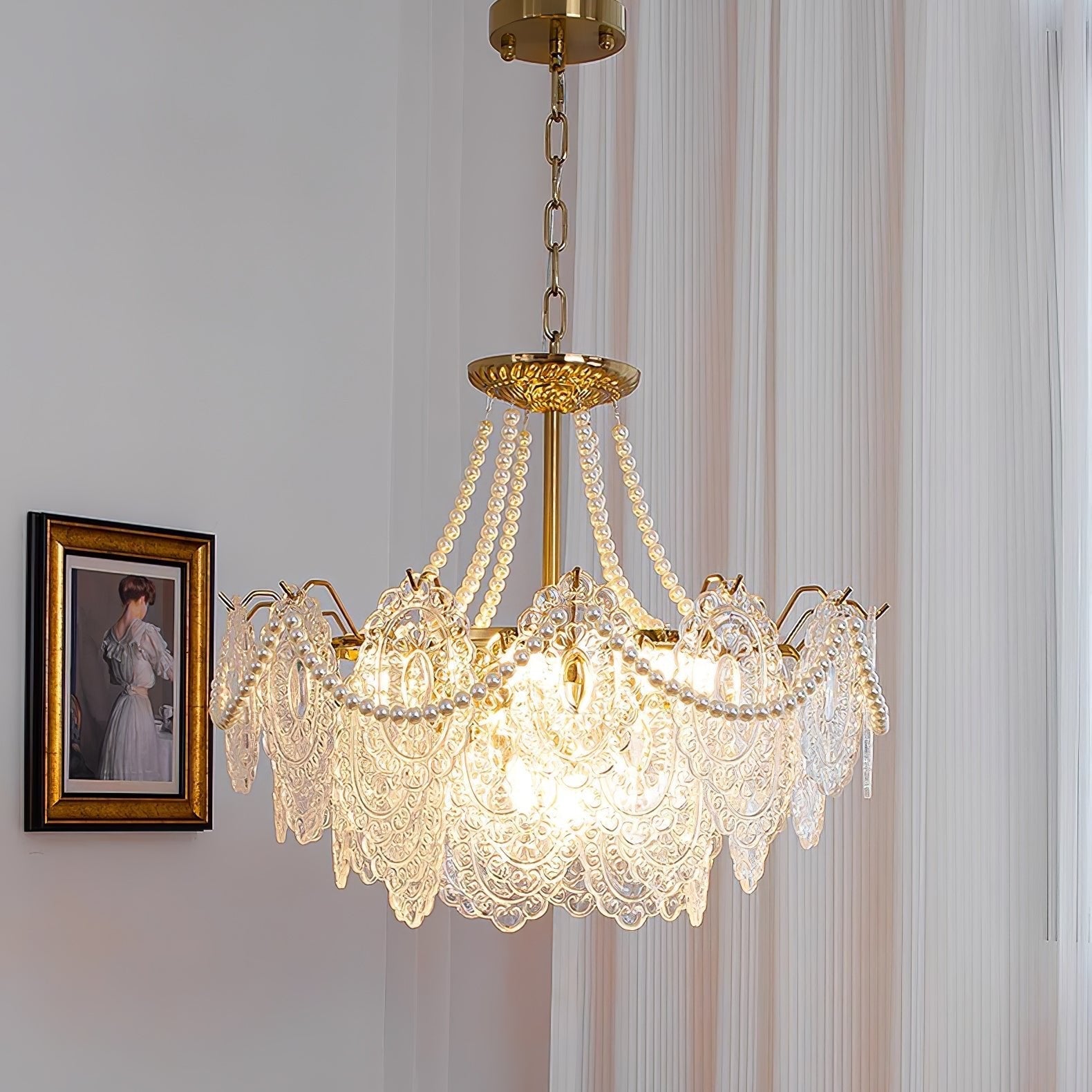 Lustra Chandelier Pearls Glass Luxury - Letslighting