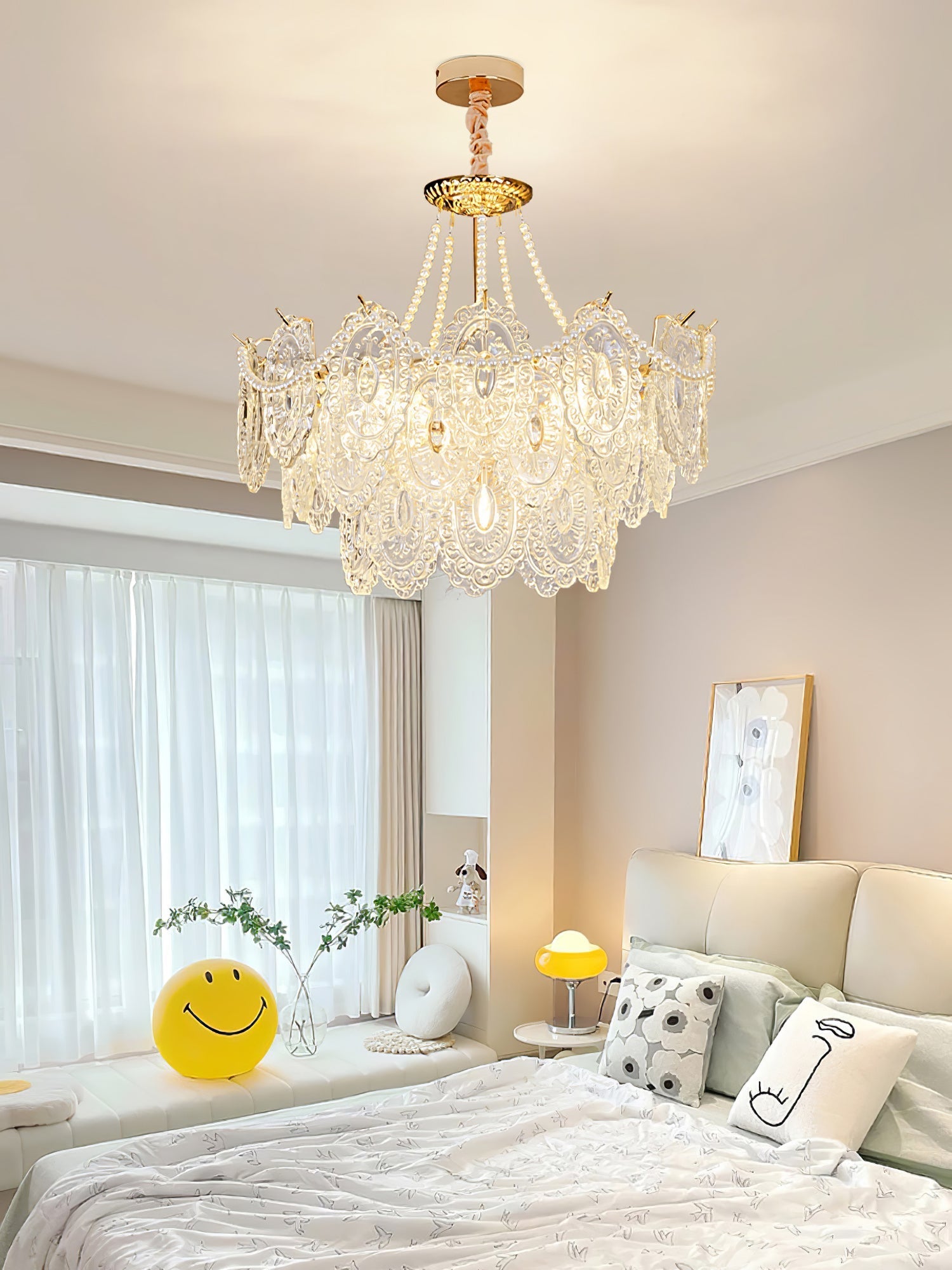 Lustra Chandelier Pearls Glass Luxury - Letslighting