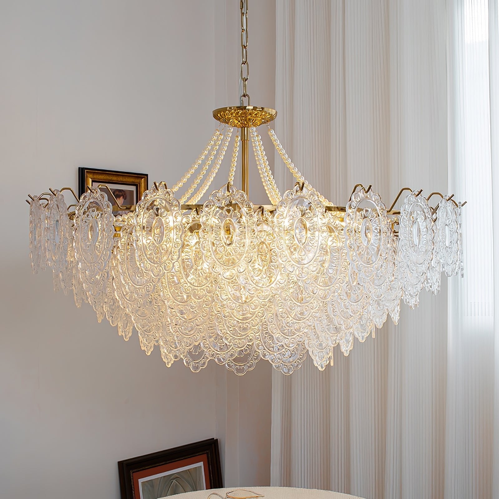 Lustra Chandelier Pearls Glass Luxury - Letslighting
