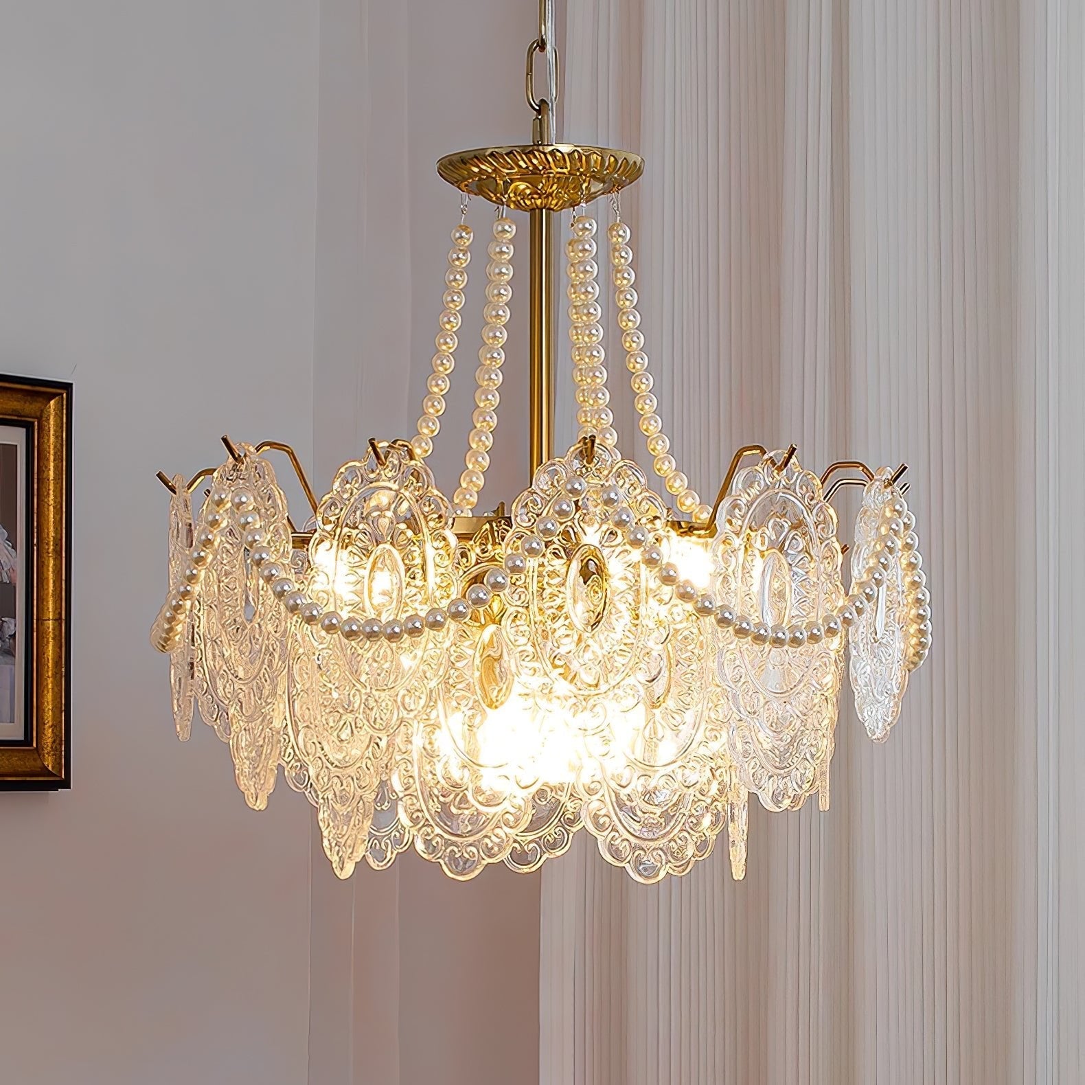 Lustra Chandelier Pearls Glass Luxury - Letslighting