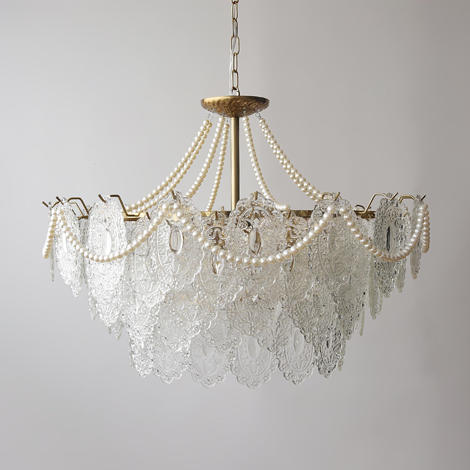 Lustra Chandelier Pearls Glass Luxury - Letslighting