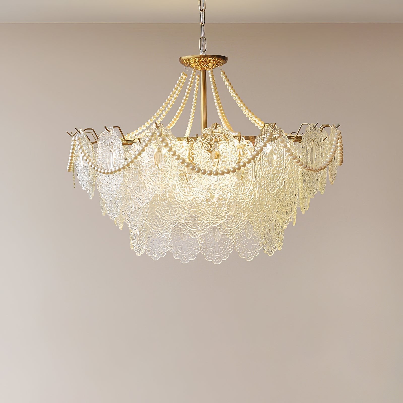 Lustra Chandelier Pearls Glass Luxury - Letslighting