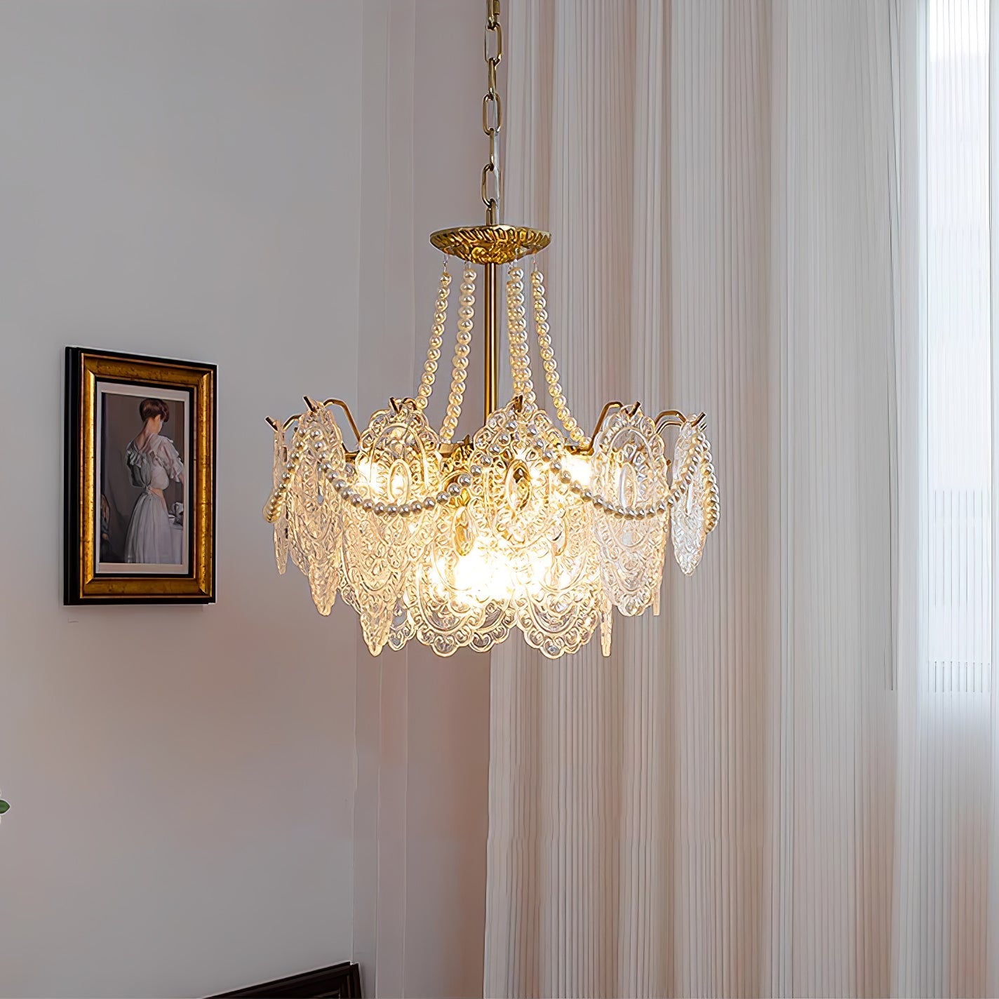 Lustra Chandelier Pearls Glass Luxury - Letslighting