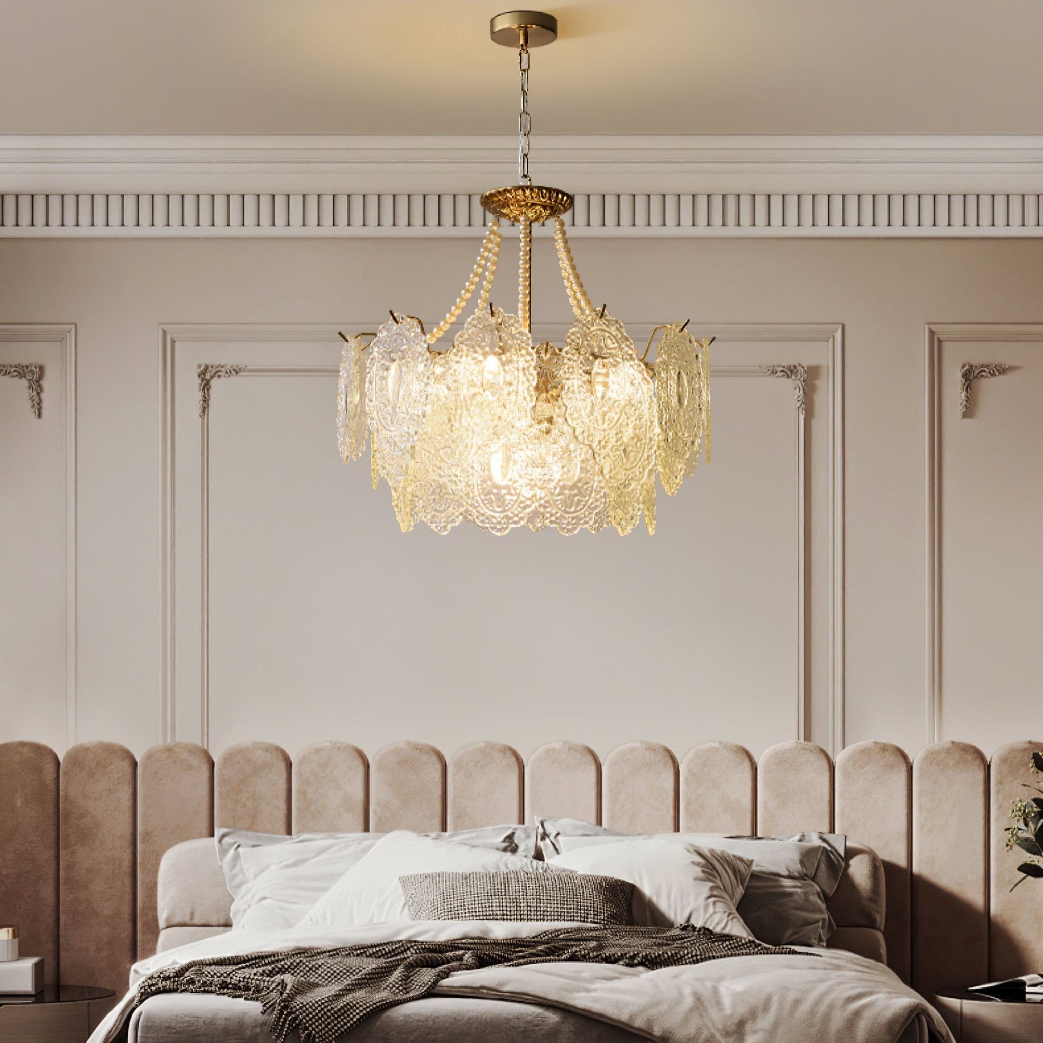 Lustra Chandelier Pearls Glass Luxury - Letslighting