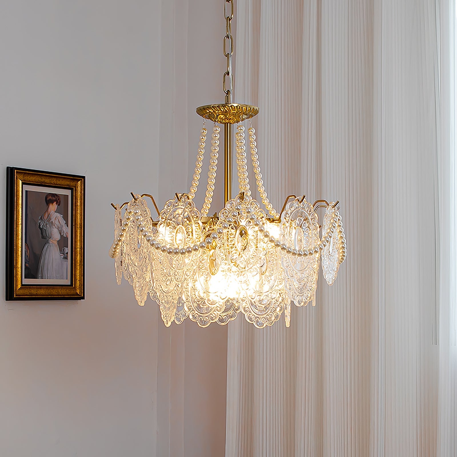 Lustra Chandelier Pearls Glass Luxury - Letslighting