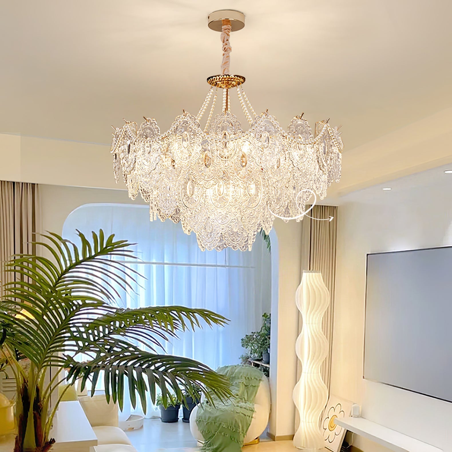 Lustra Chandelier Pearls Glass Luxury - Letslighting