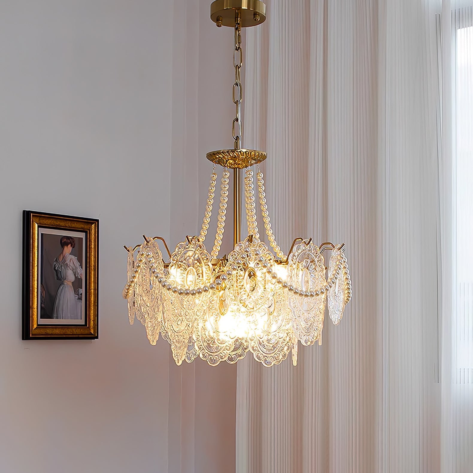 Lustra Chandelier Pearls Glass Luxury - Letslighting