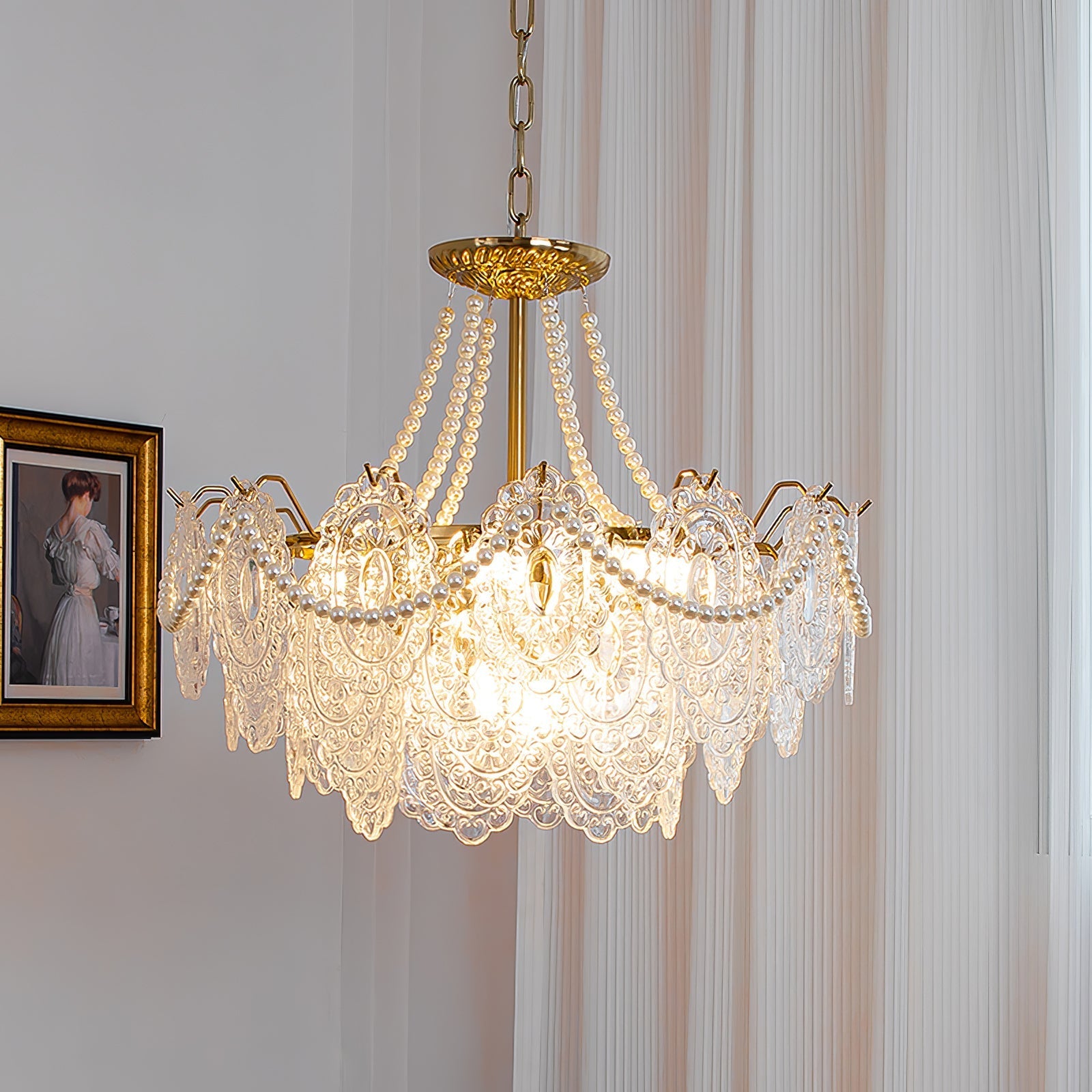 Lustra Chandelier Pearls Glass Luxury - Letslighting