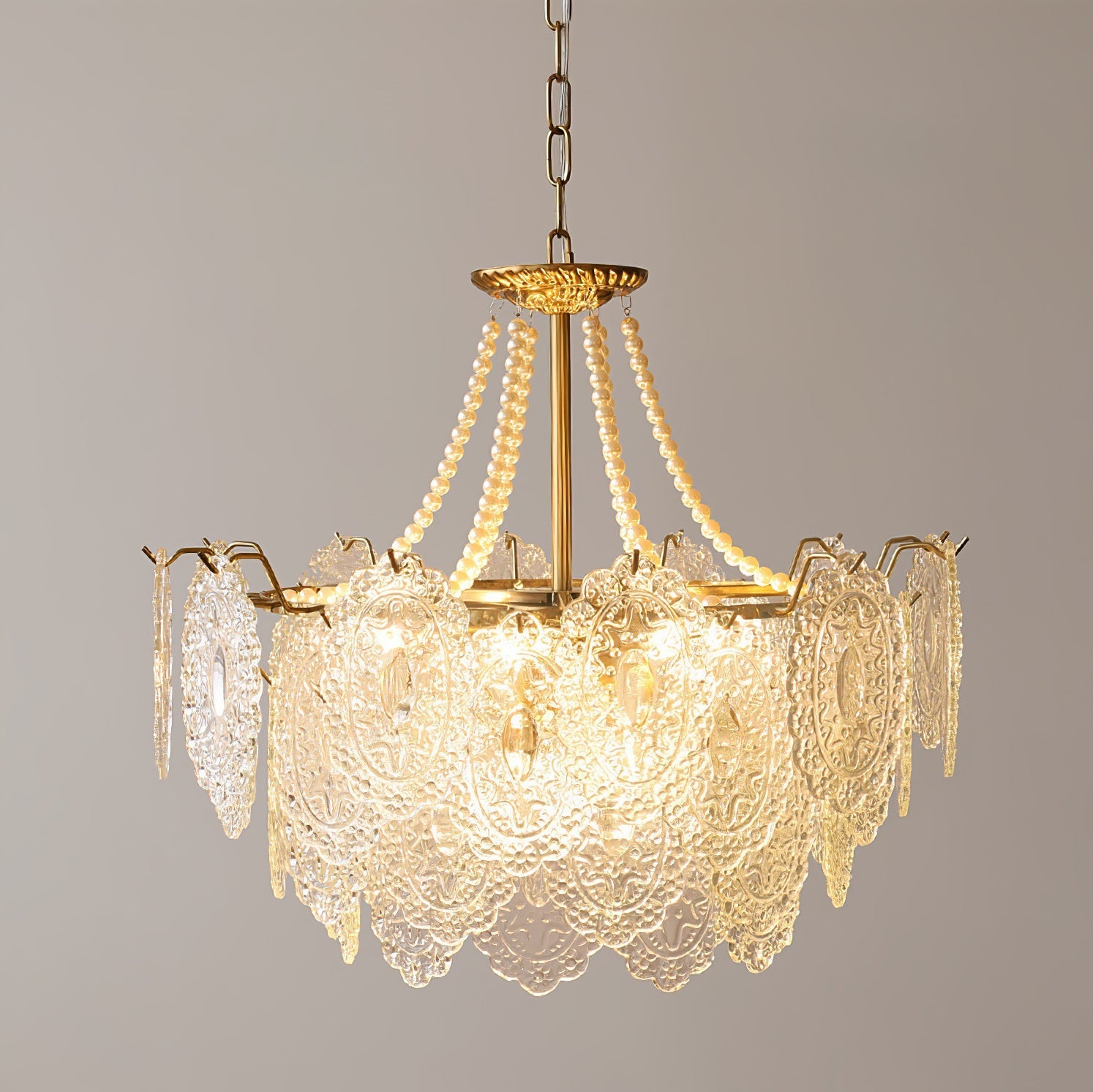 Lustra Chandelier Pearls Glass Luxury - Letslighting