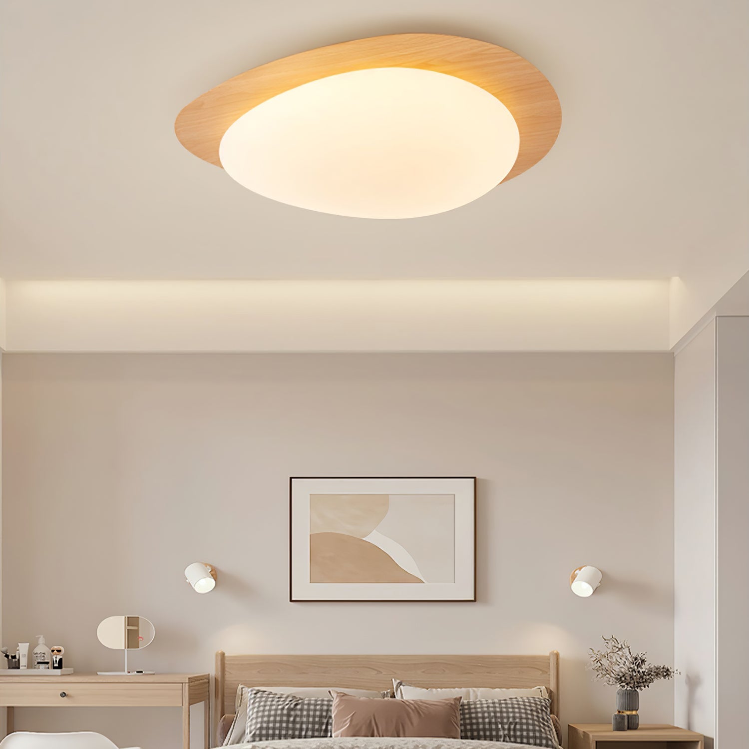 Muto Pebble Walnut Ceiling Light