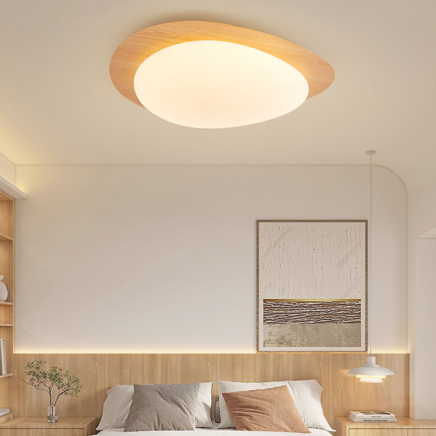 Muto Pebble Walnut Ceiling Light