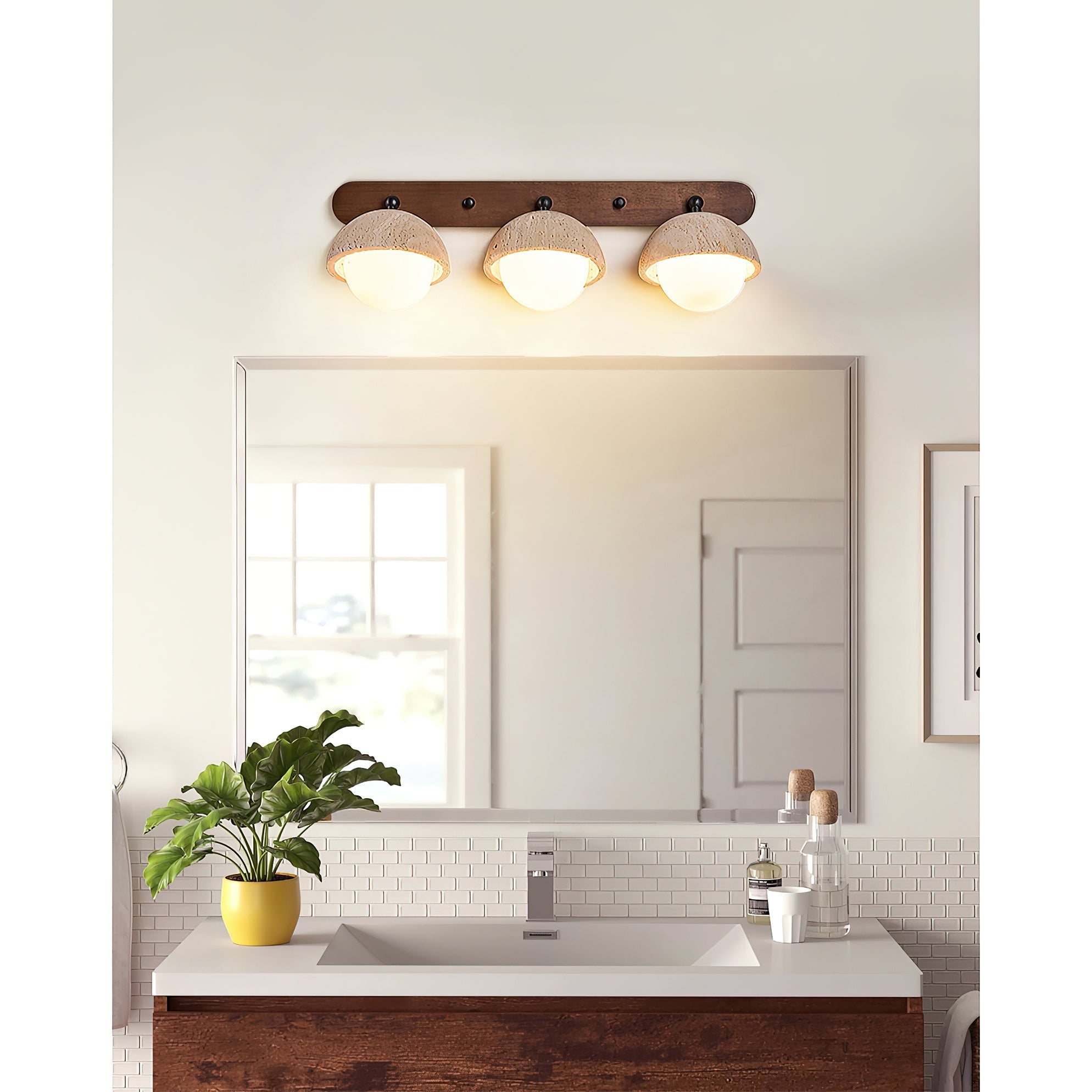 Vodora Modern Minimalist Wood Travertine Wall Sconce Wall Lamp - Letslighting