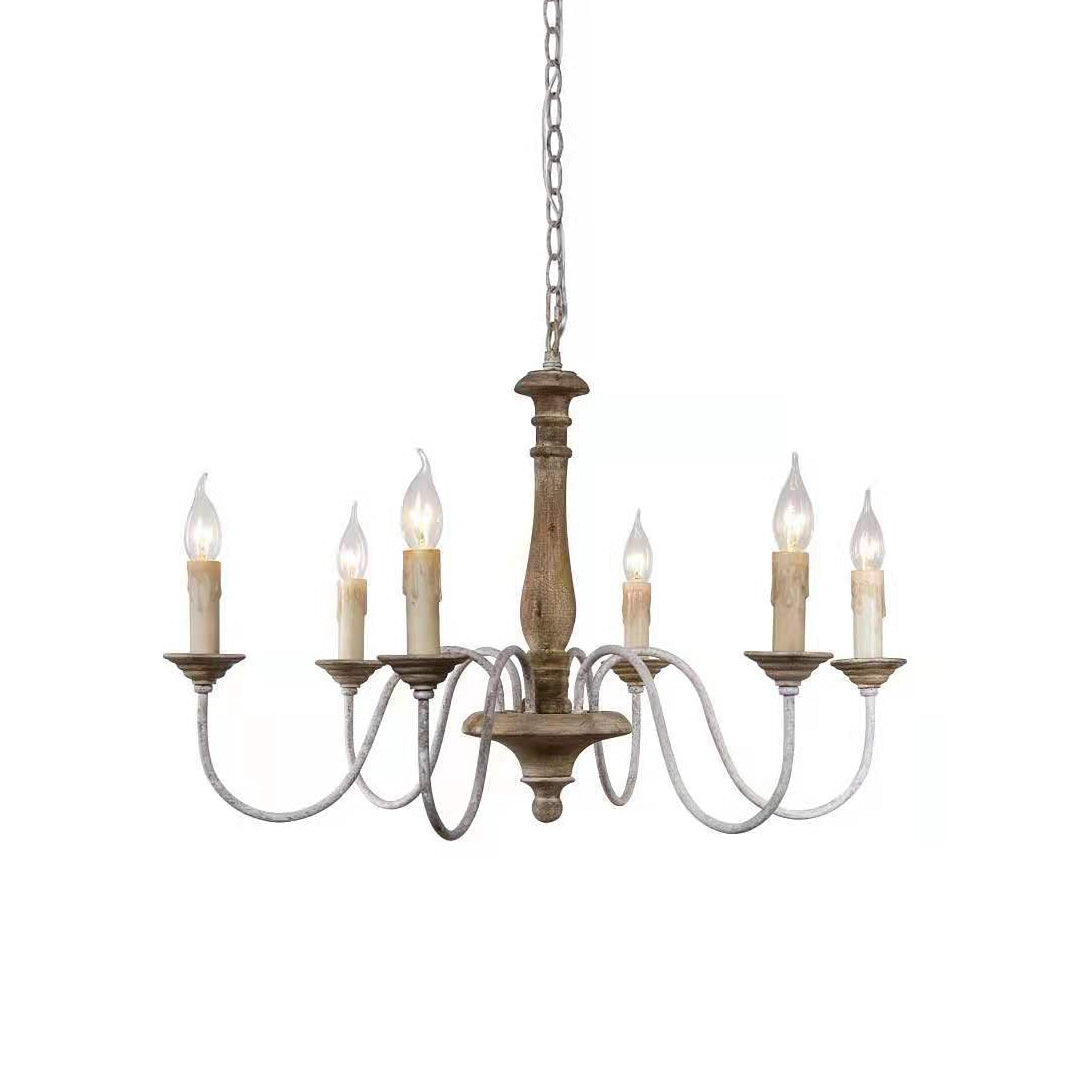 Syshaeth Vintage Industrial Hand-carved Wood Chandelier - Letslighting