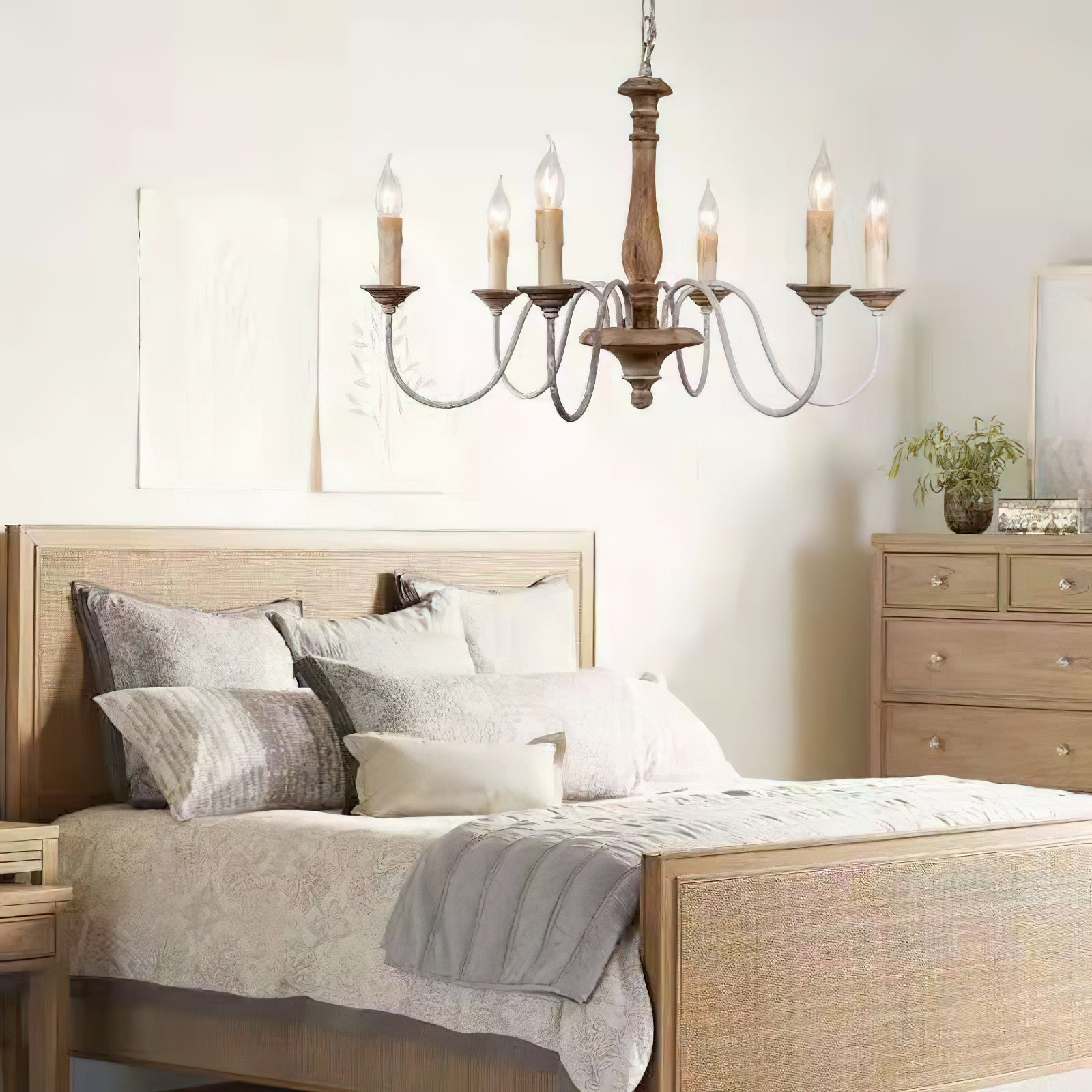 Syshaeth Vintage Industrial Hand-carved Wood Chandelier - Letslighting