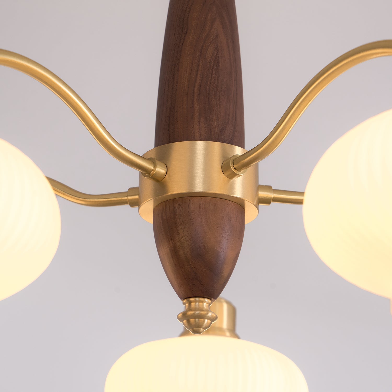Cavien Brass and Walnut Chandelier - Letslighting