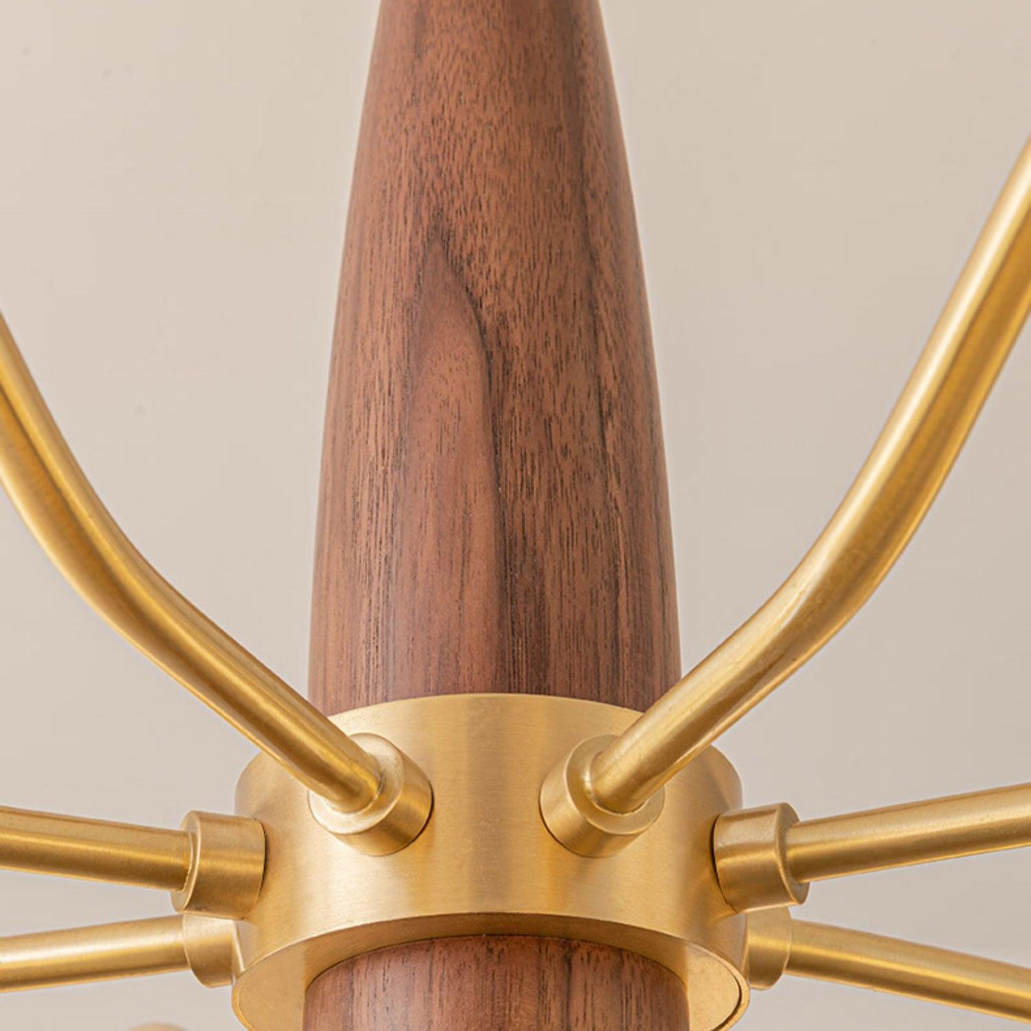 Cavien Brass and Walnut Chandelier - Letslighting