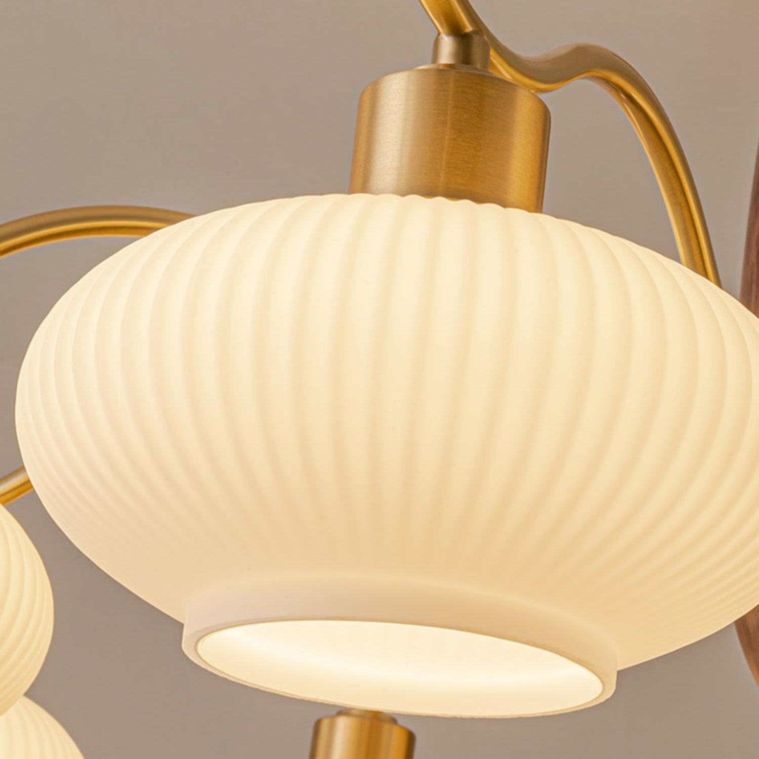 Cavien Brass and Walnut Chandelier - Letslighting