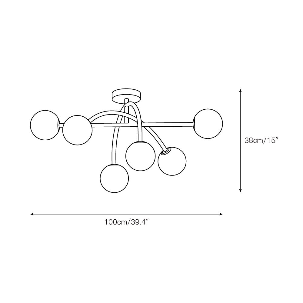 Sythael Modern Minimalist Brass Glass Ceiling Lamp - Letslighting