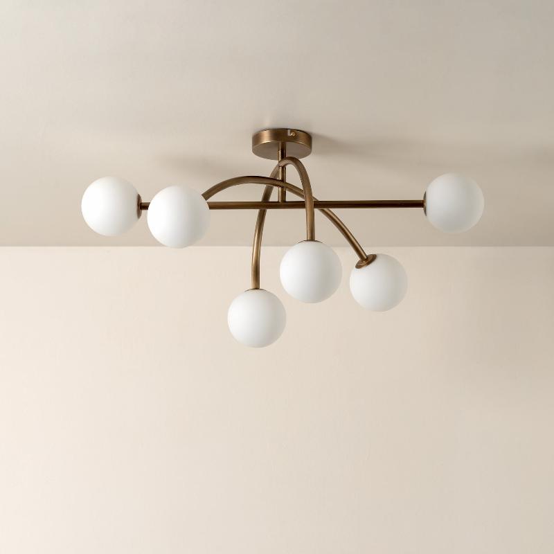Sythael Modern Minimalist Brass Glass Ceiling Lamp - Letslighting