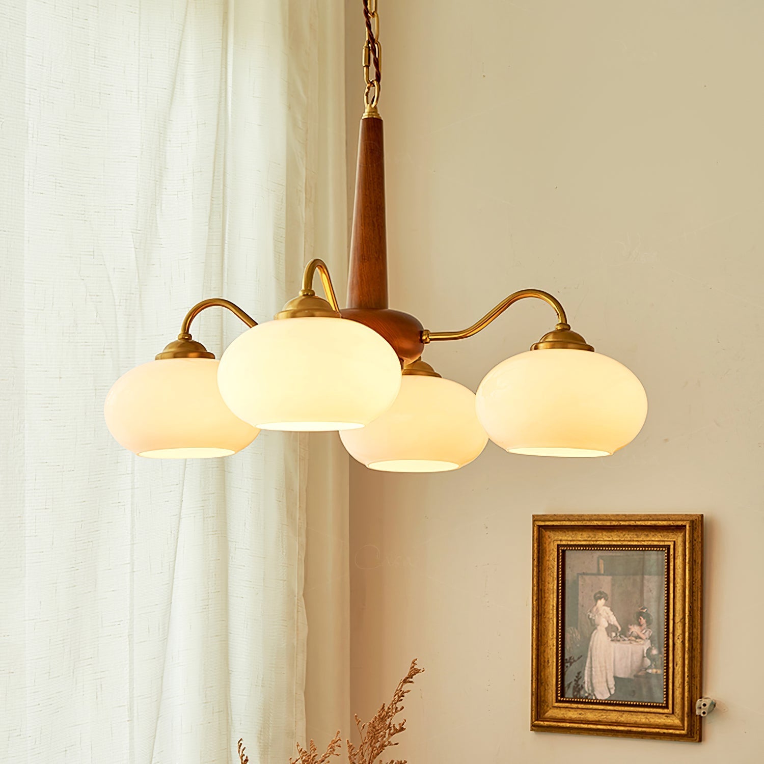 Elmiror Premium Nordic Art Wood Glass Chandelier - Letslighting