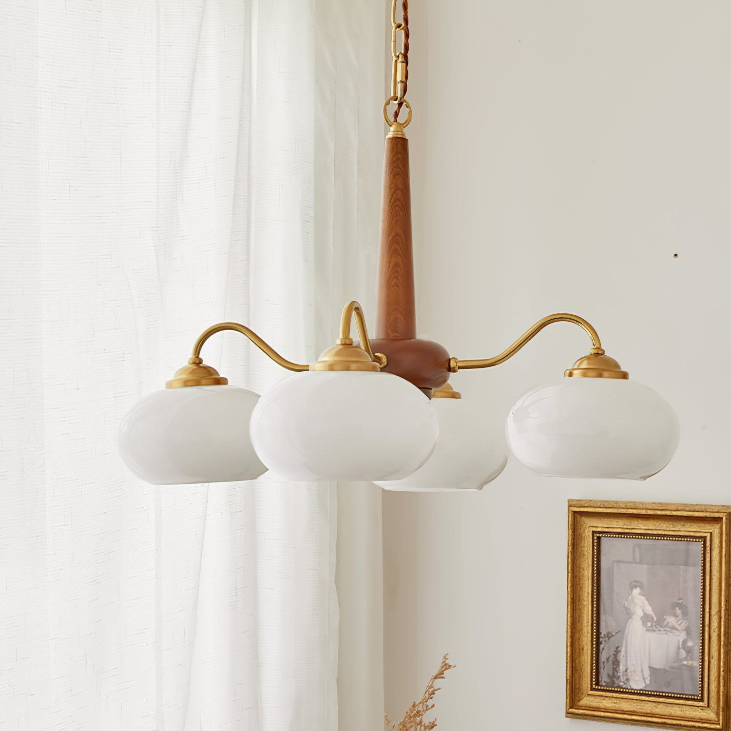 Elmiror Premium Nordic Art Wood Glass Chandelier - Letslighting