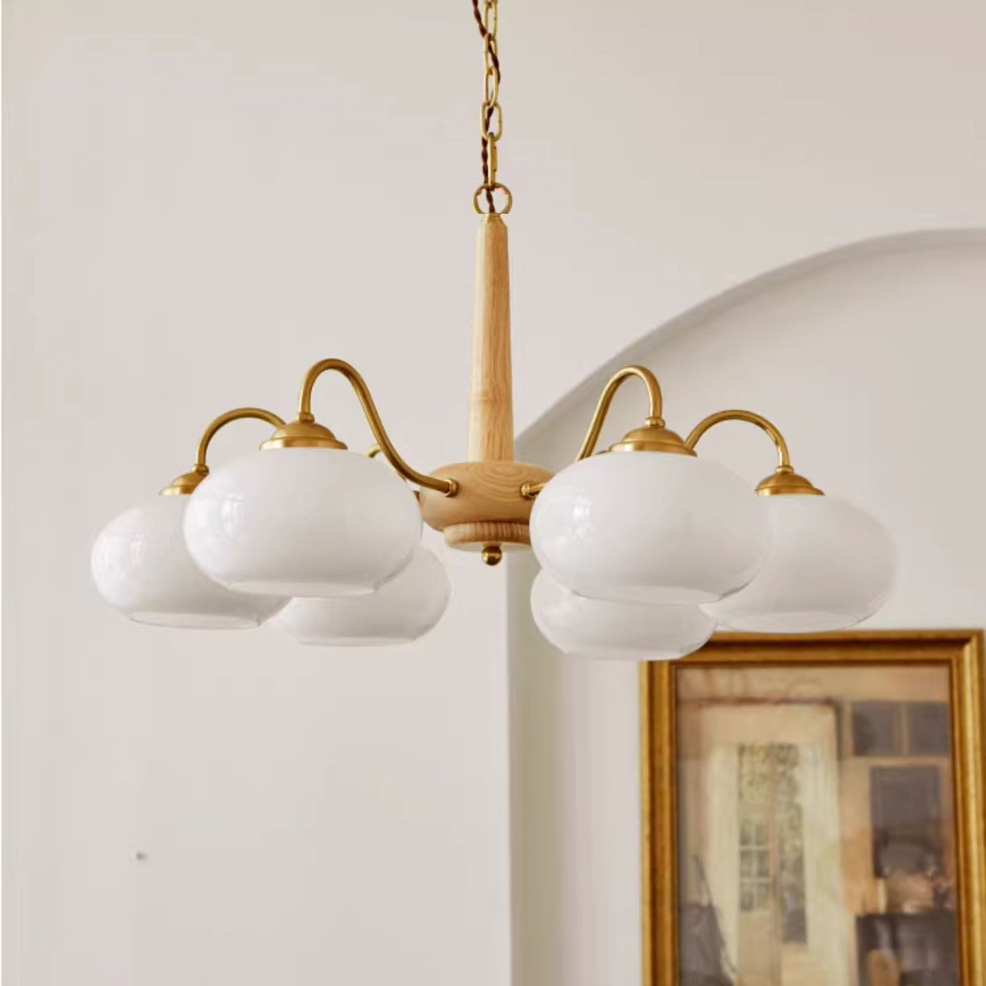 Elmiror Premium Nordic Art Wood Glass Chandelier - Letslighting