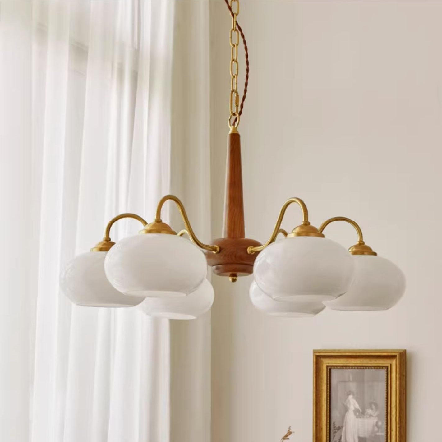 Elmiror Premium Nordic Art Wood Glass Chandelier - Letslighting